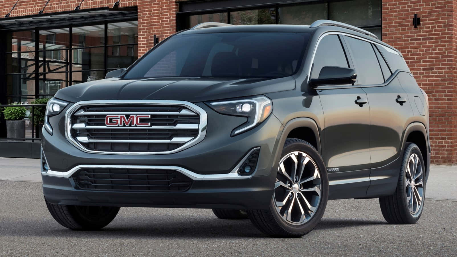 GMC Terrain, dark gray, pavement, HD Desktop Wallpaper