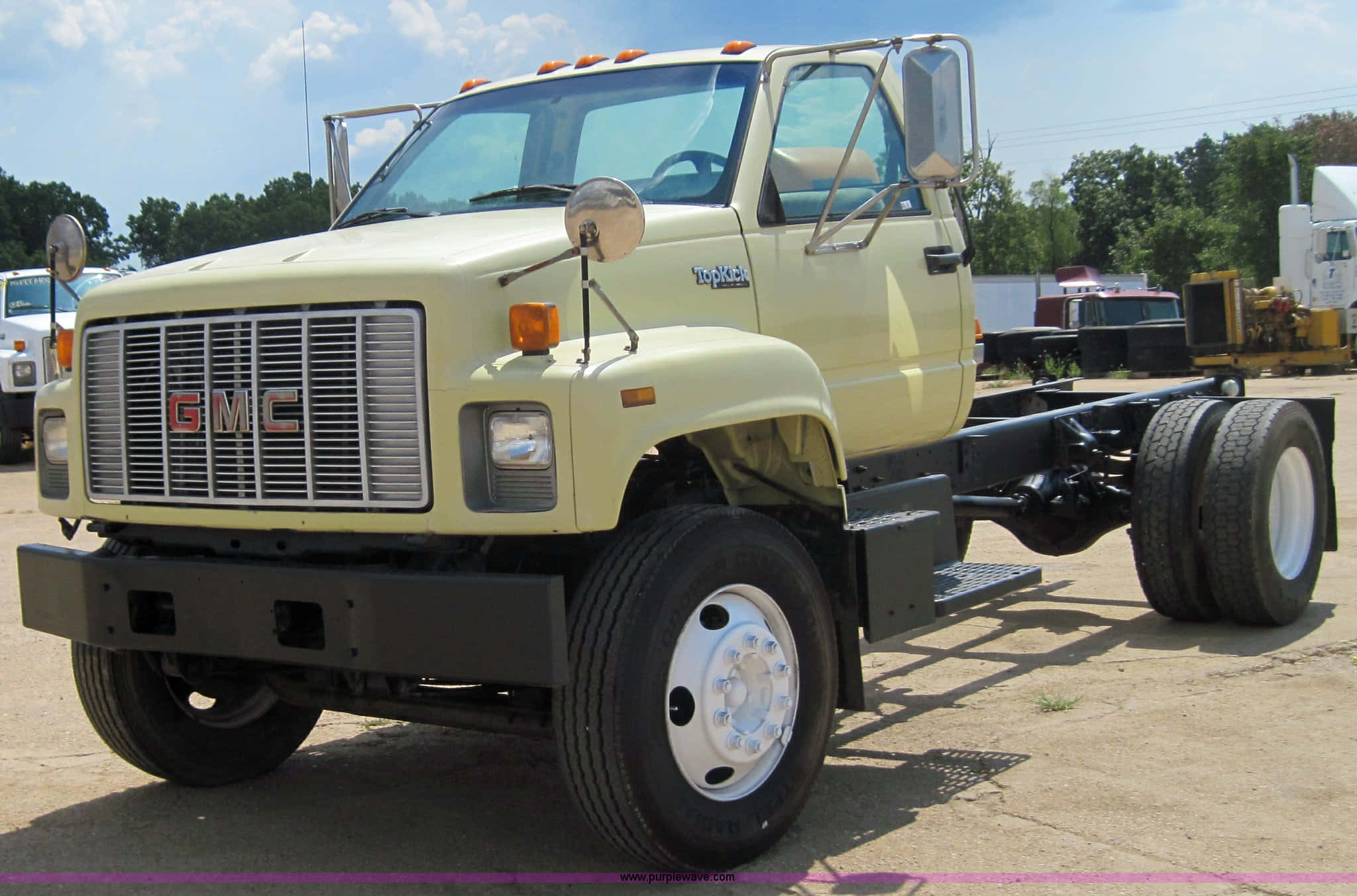 GMC TopKick, pale yellow, gravel, Full HD Desktop Wallpaper