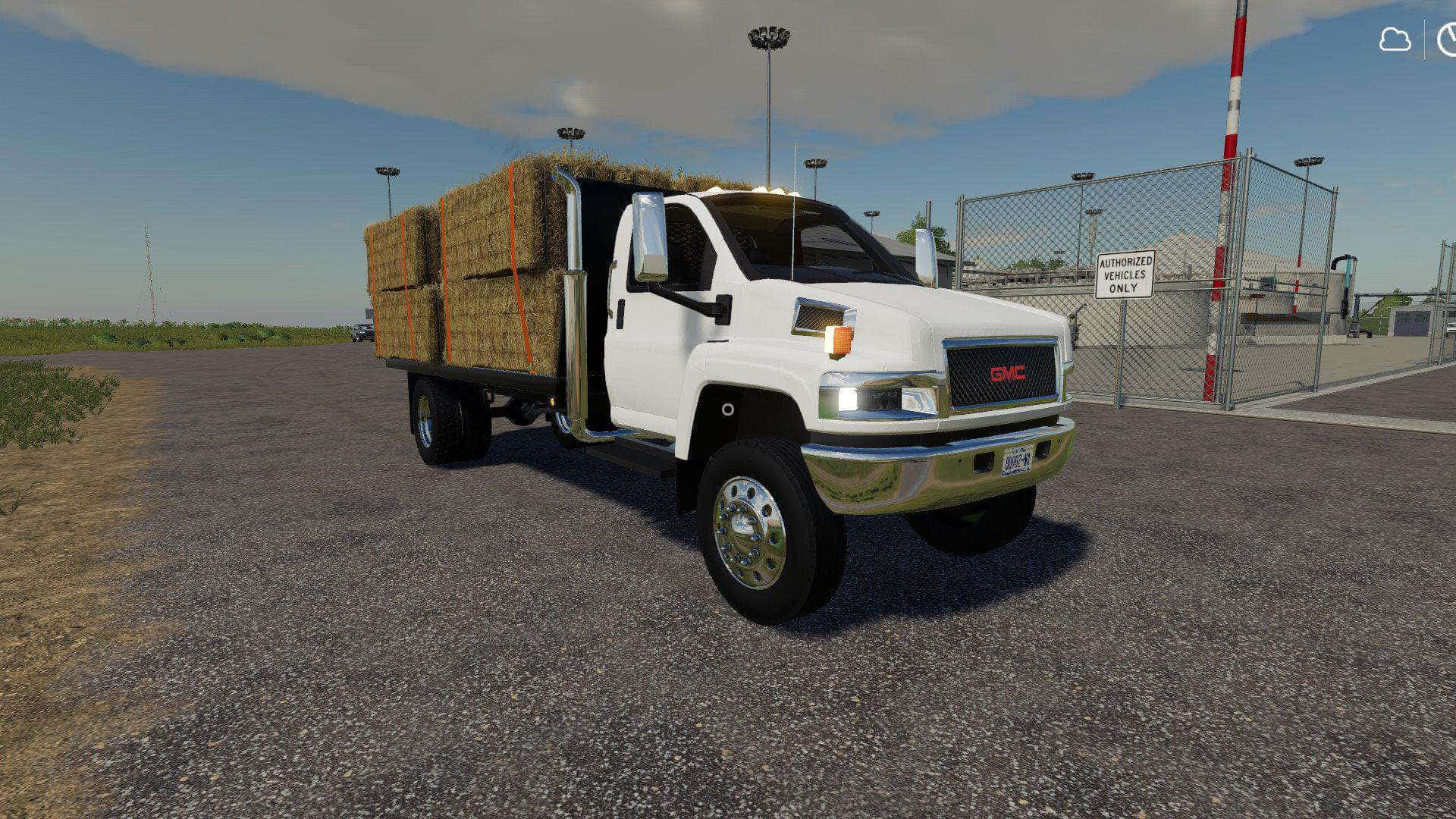 GMC Topkick, white, hay bales, Full HD Desktop Wallpaper