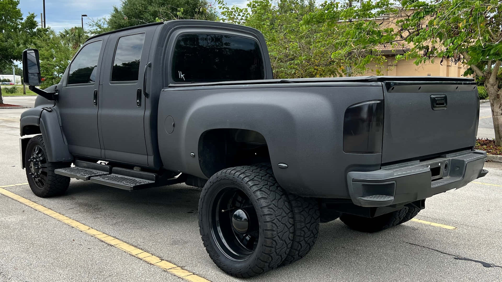 GMC Topkick, matte gray, lifted pickup truck, Full HD Desktop Wallpaper