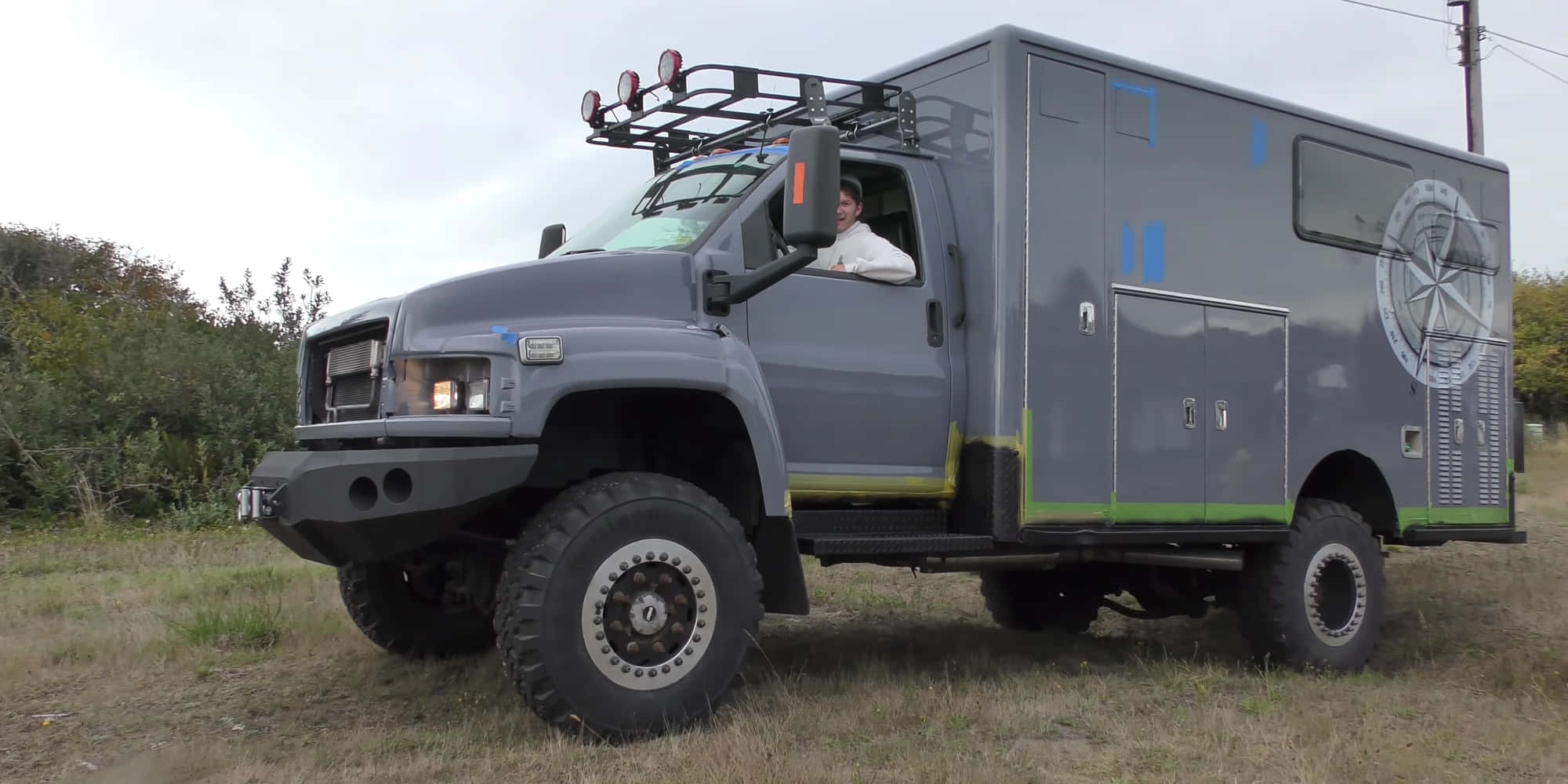 GMC Topkick, gray armored truck, oversized tires, Full HD Desktop Wallpaper
