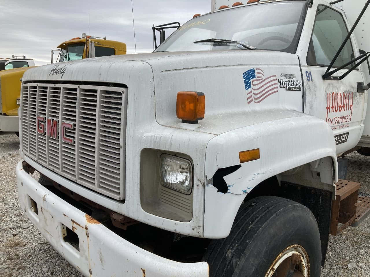GMC Topkick, white, rust spots, HD Desktop Wallpaper