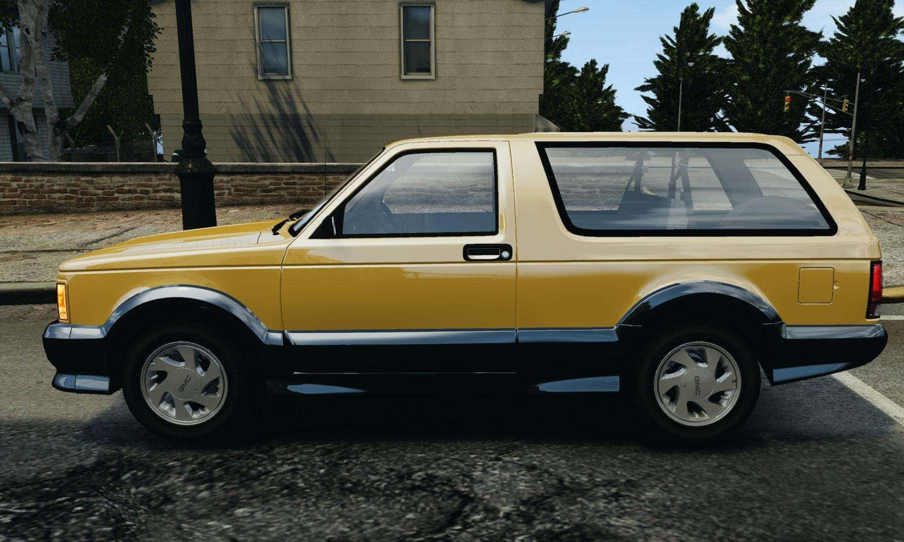 GMC Typhoon, vintage yellow station wagon, black trim, HD Desktop Wallpaper