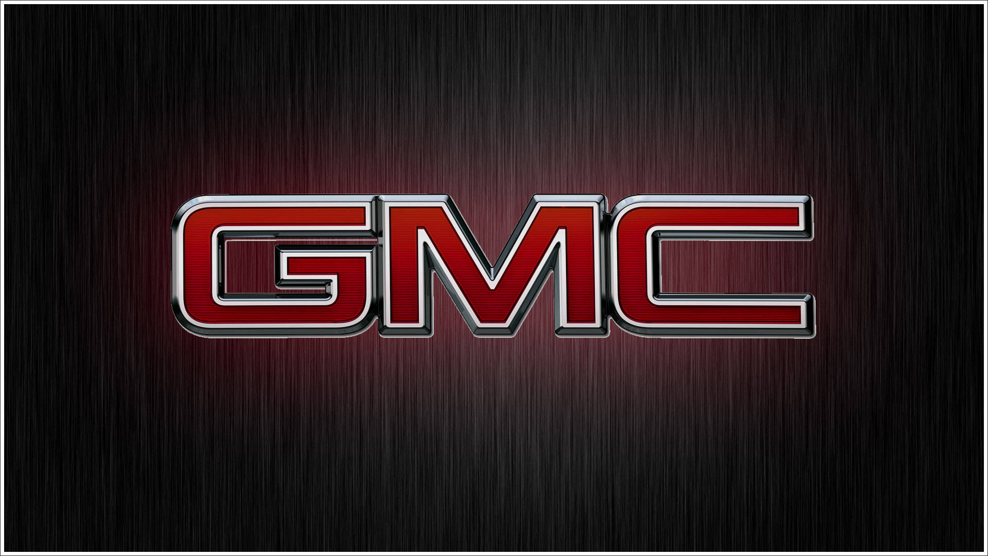 GMC, bold red chrome letters, dark brushed metal background, Full HD Desktop Wallpaper
