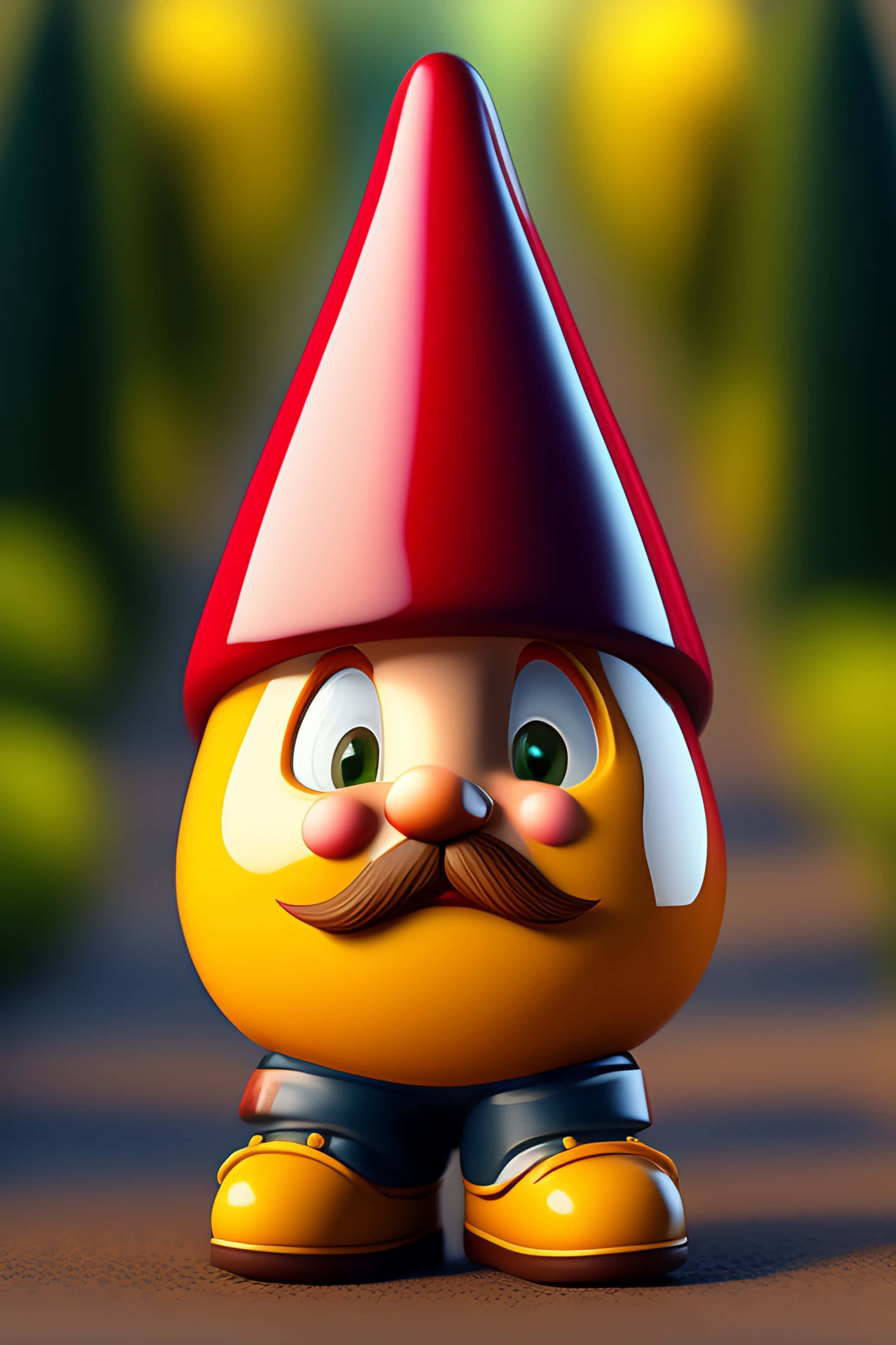 colorful garden gnome, red hat, mustache, 2K Phone Wallpaper