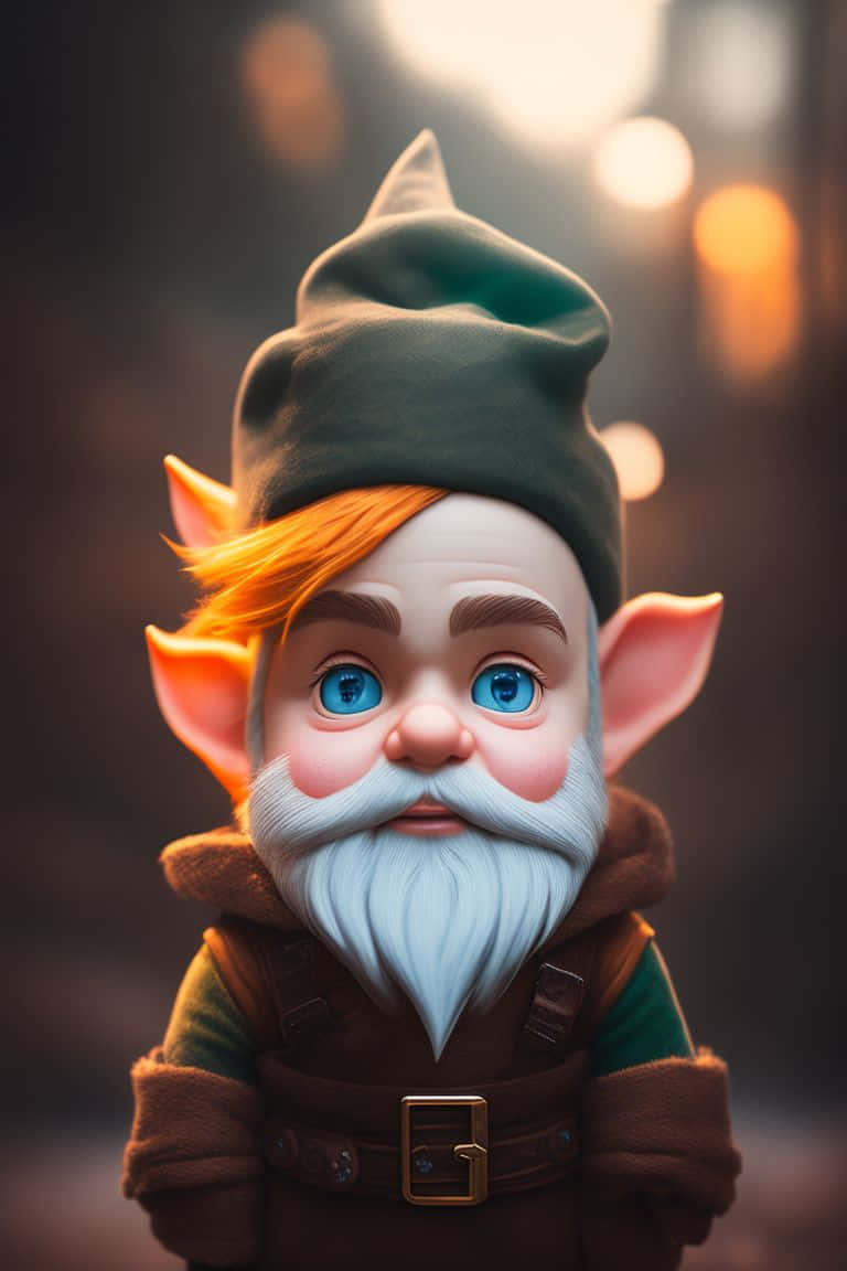enchanted gnome, 3d-rendered, bright blue eyes, SD Phone Wallpaper
