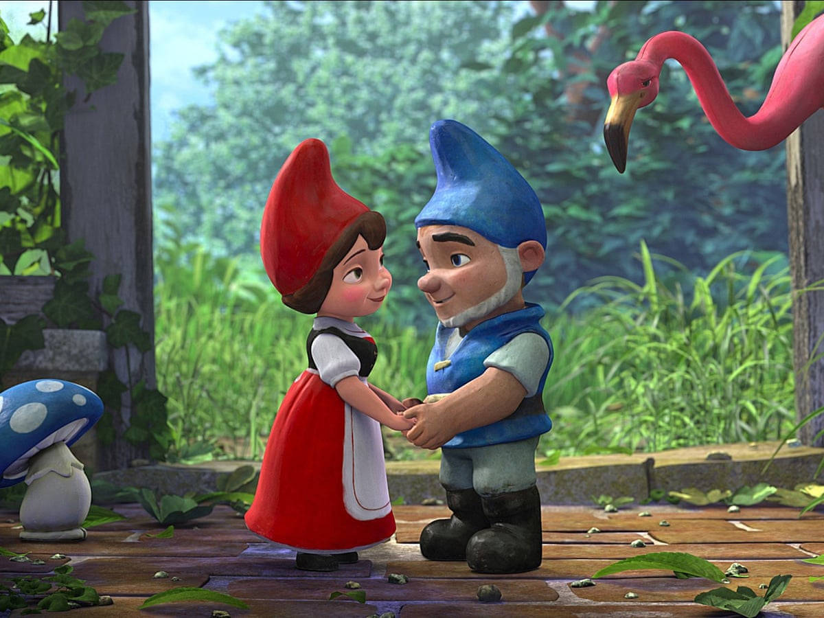 Gnomeo And Juliet, wooden deck, lush greenery, SD Desktop Wallpaper