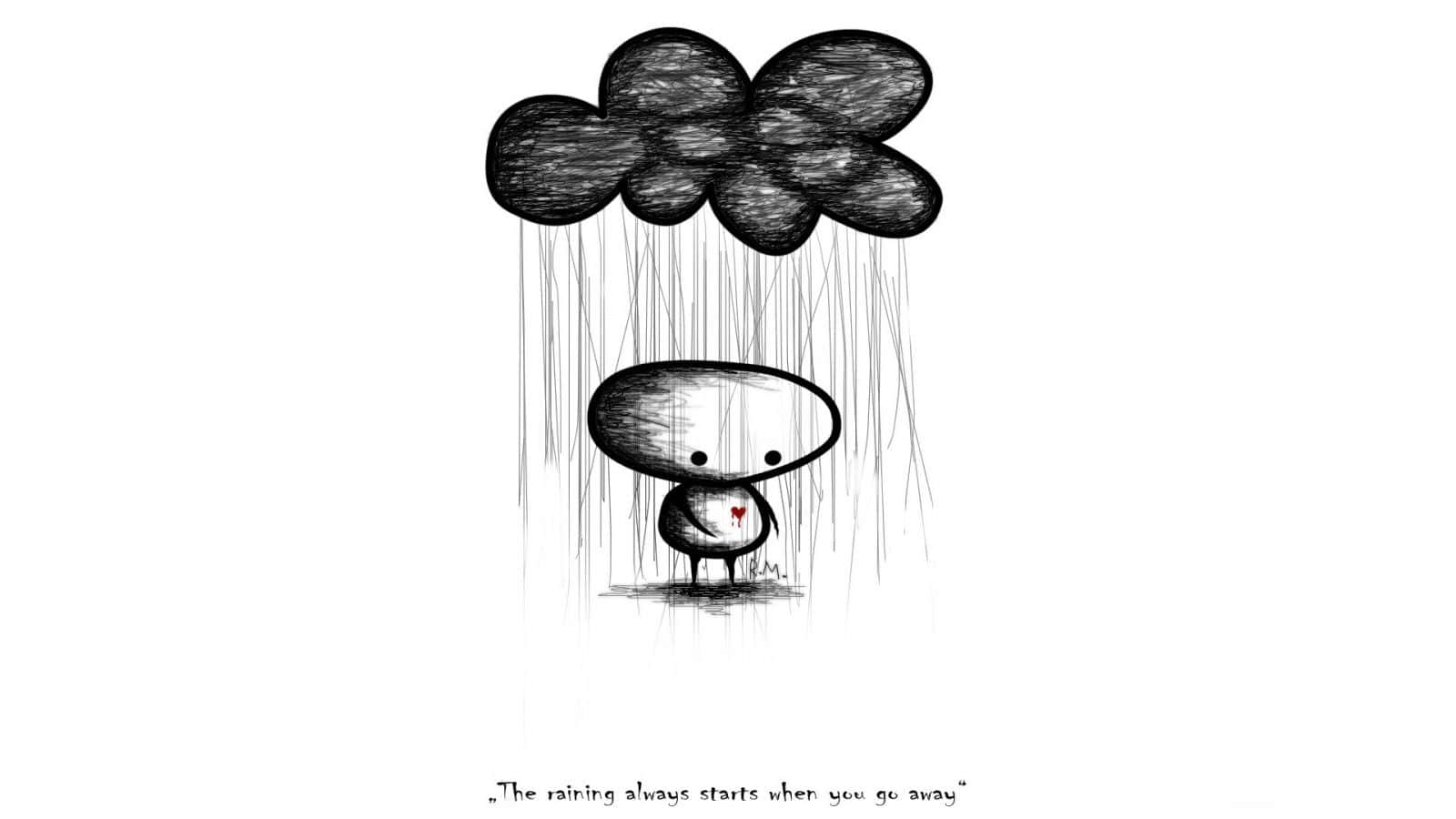 Go Away, Serene Sunset, black and white sketch, HD Desktop Wallpaper