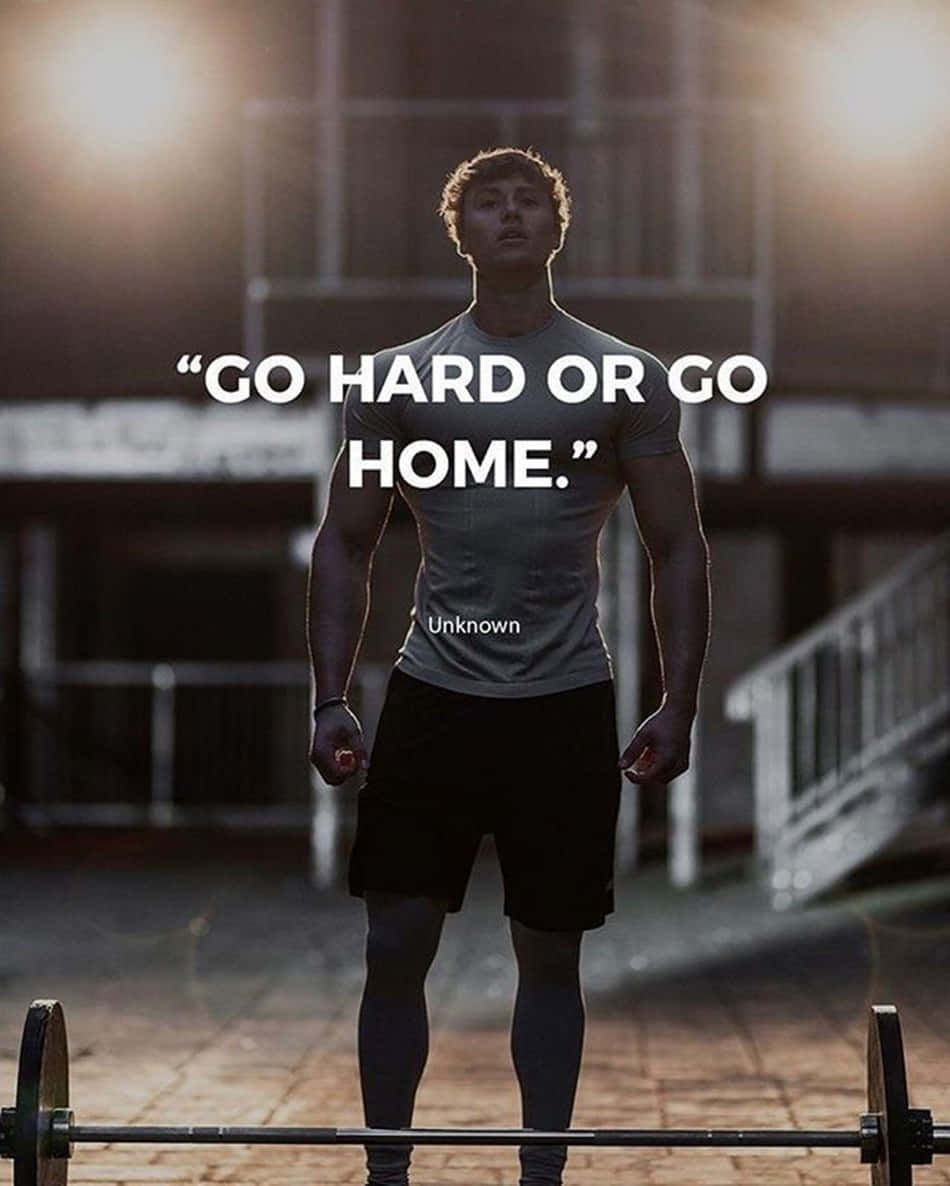 Go Hard Or Go Home, bodybuilder, barbell, SD Phone Wallpaper