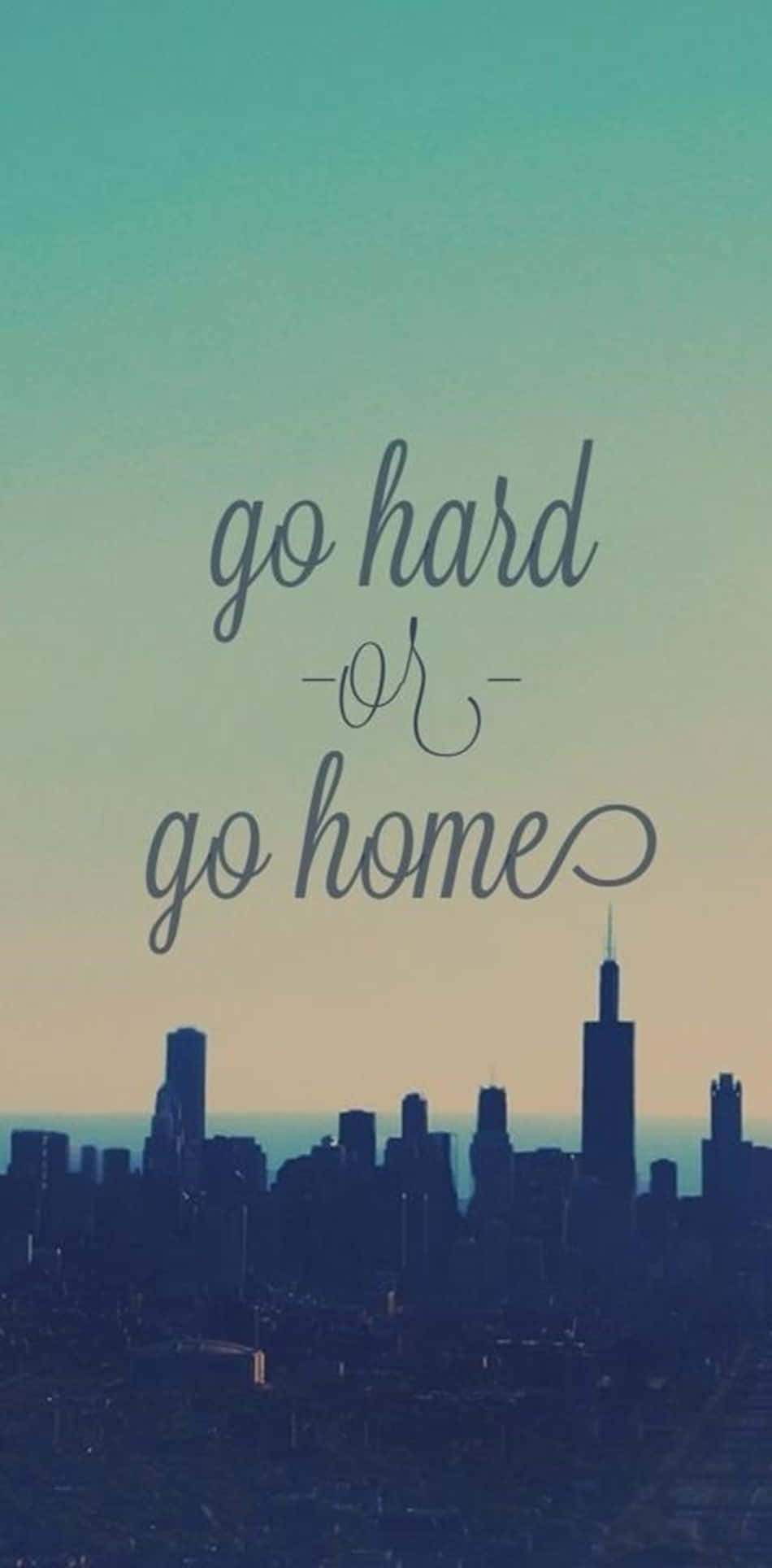 Go Hard Or Go Home, city skyline, dusk, Full HD Phone Wallpaper