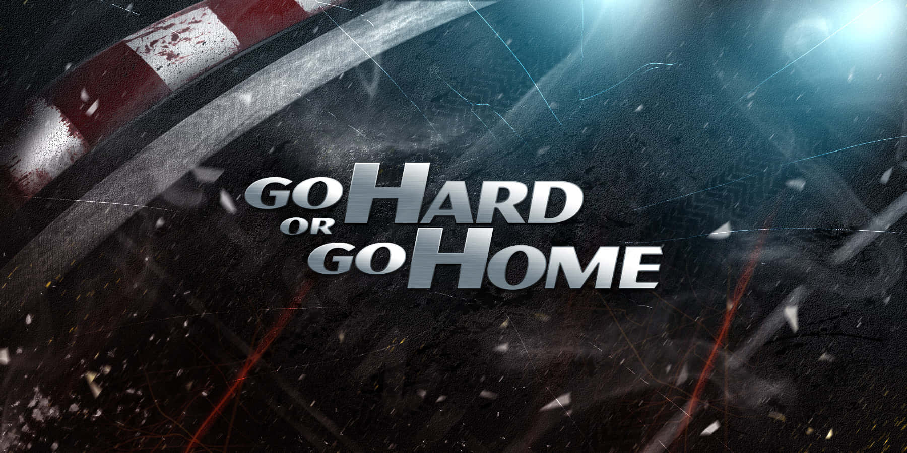 Go Hard Or Go Home, metallic text, dark background, HD Desktop Wallpaper