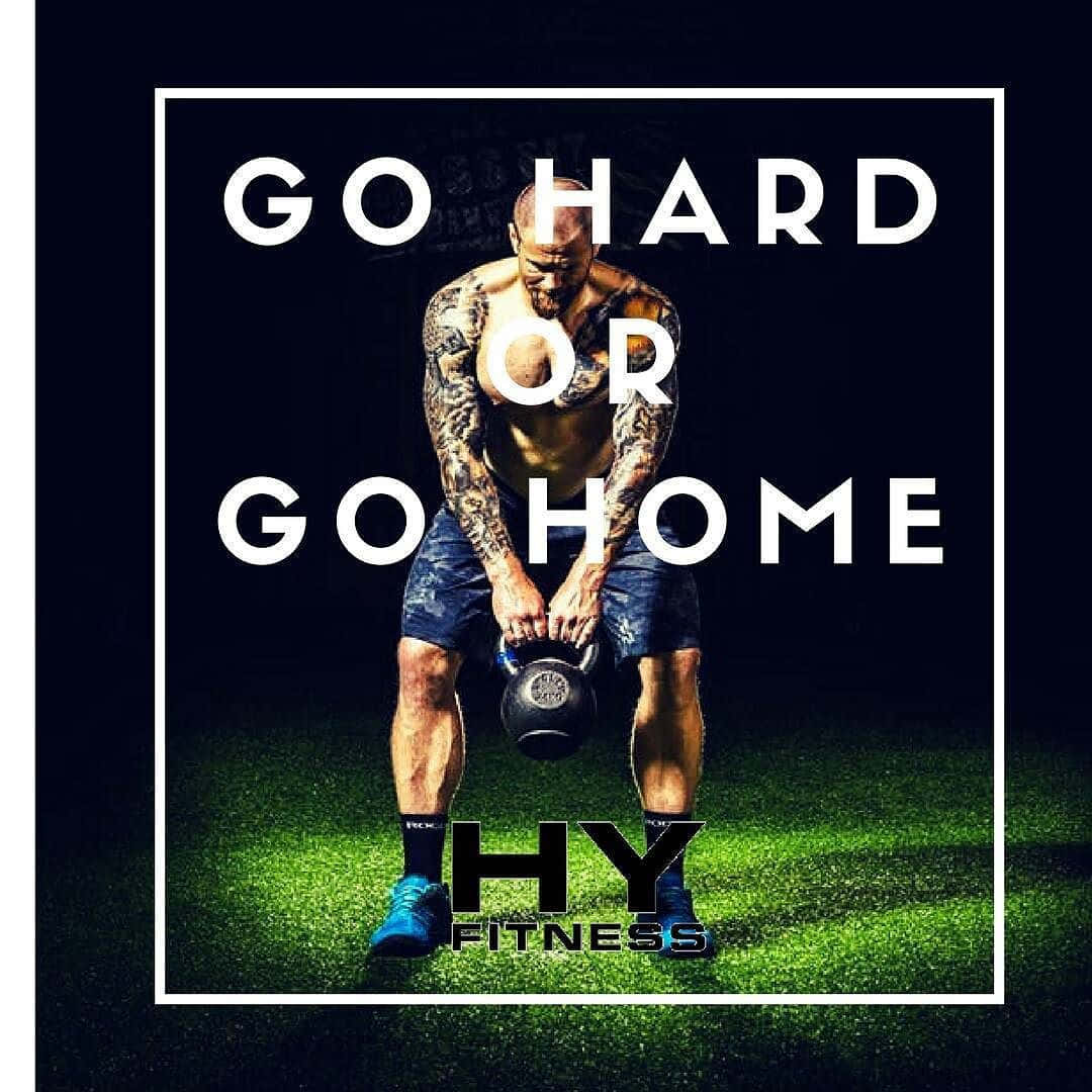 Go Hard Or Go Home, kettlebell, green turf, SD Desktop Wallpaper