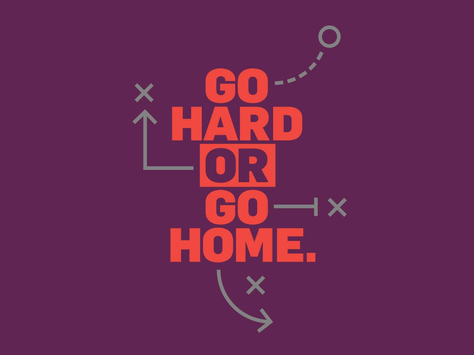 Go Hard Or Go Home, purple, red text, HD Desktop Wallpaper