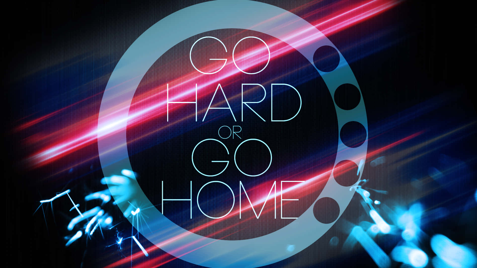 Go Hard Or Go Home, circular frame, neon text, Full HD Desktop Wallpaper