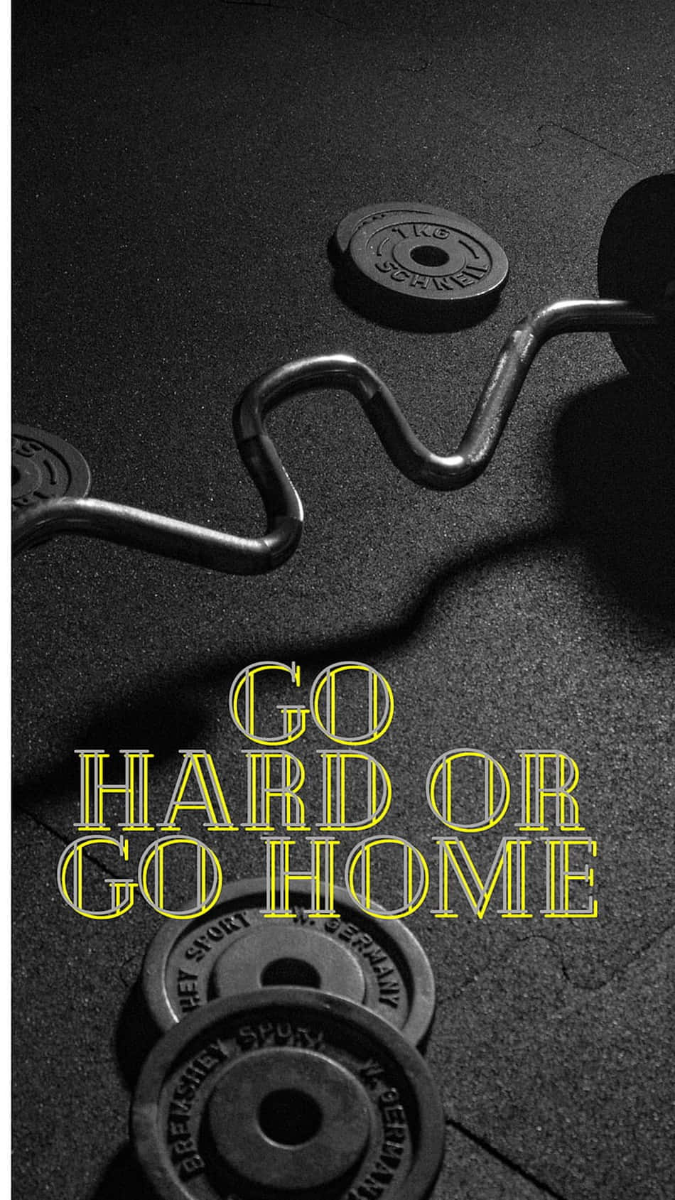 black and white gym floor, curved barbell, weights, HD Phone Wallpaper
