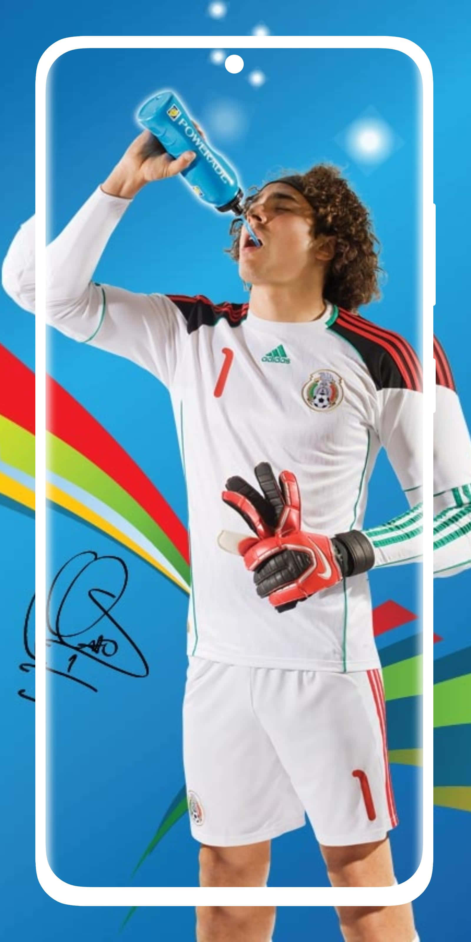 Goalkeeper, white uniform, blue bottle, 2K Phone Wallpaper