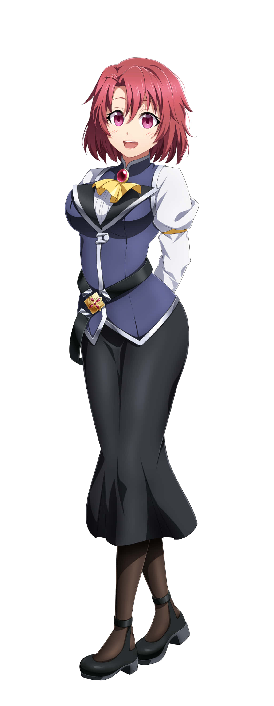 Goblin Slayer Cow Girl, short pink hair, blue and white sailor-style uniform, 2K Phone Wallpaper