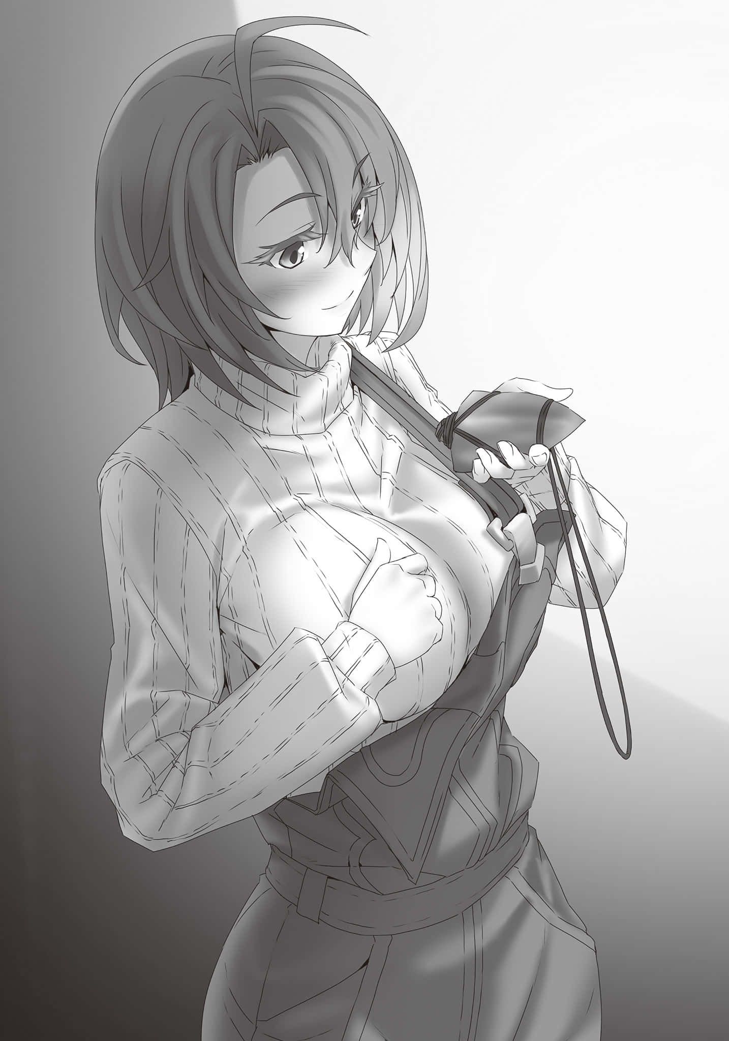 Goblin Slayer Cow Girl, monochrome artwork, anime-style, Full HD Phone Wallpaper