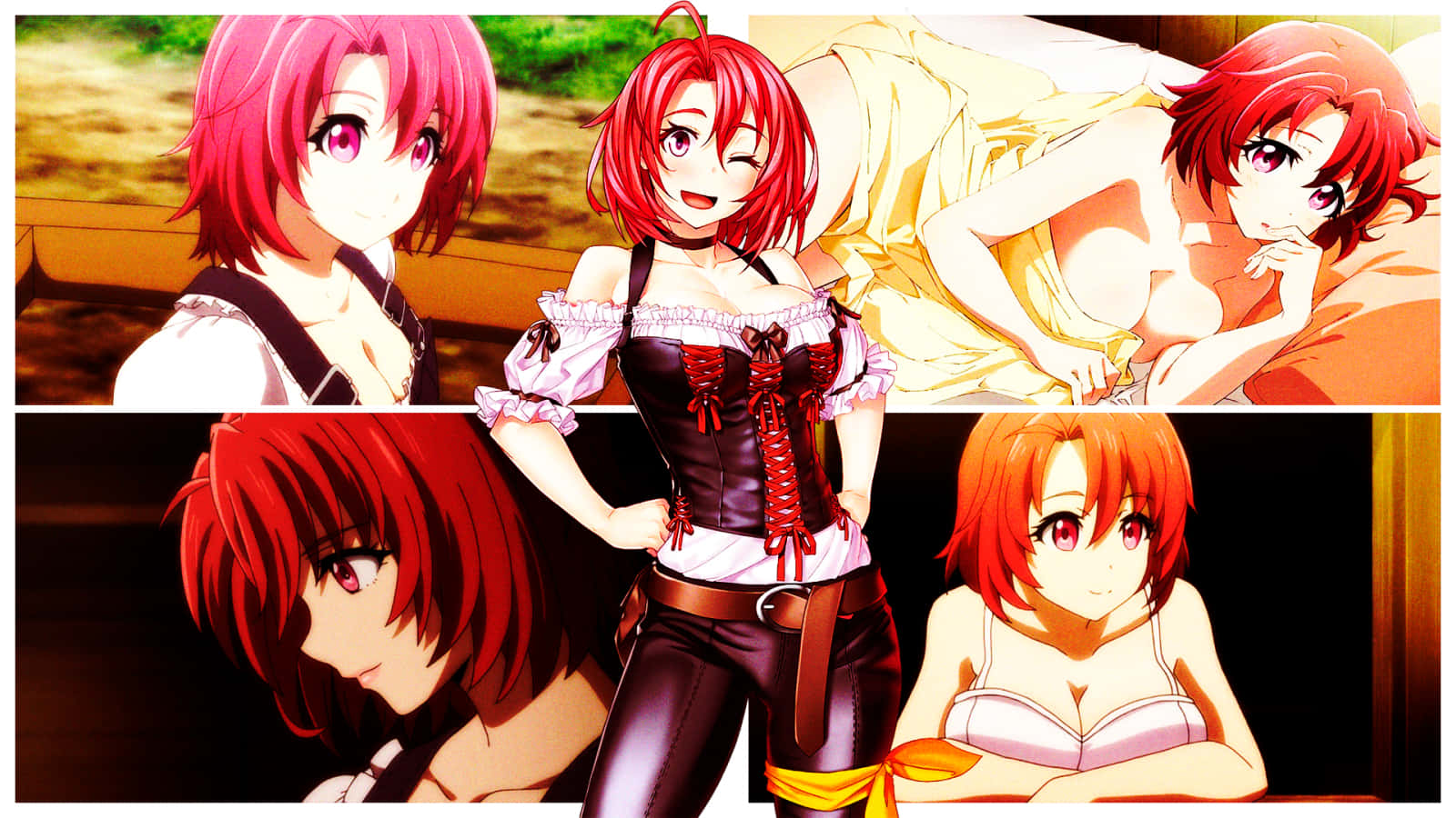 Goblin Slayer Cow Girl, red-haired female character, anime collage, HD Desktop Wallpaper