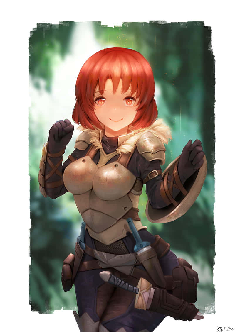 Goblin Slayer Cow Girl, red hair, armor, SD Phone Wallpaper