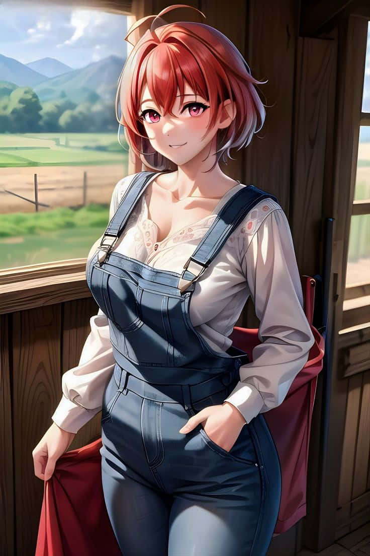 Goblin Slayer Cow Girl, red hair, pink eyes, SD Phone Wallpaper