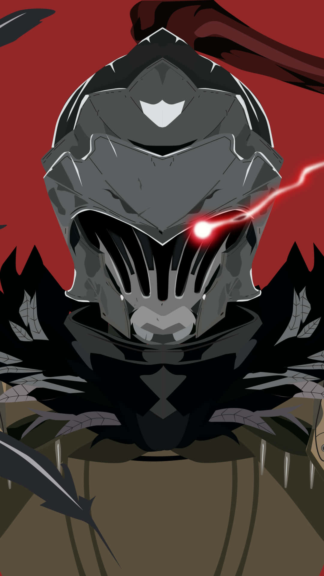 Goblin Slayer, dark armor, glowing red eyes, Full HD Phone Wallpaper