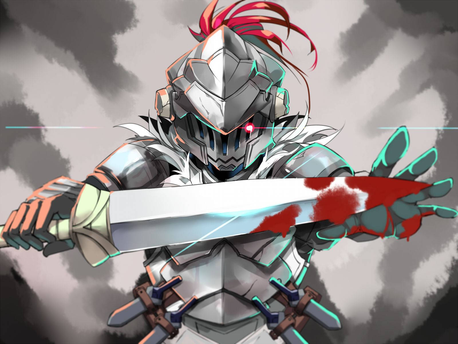 Goblin Slayer, bloodied sword, silver armor, HD Desktop Wallpaper