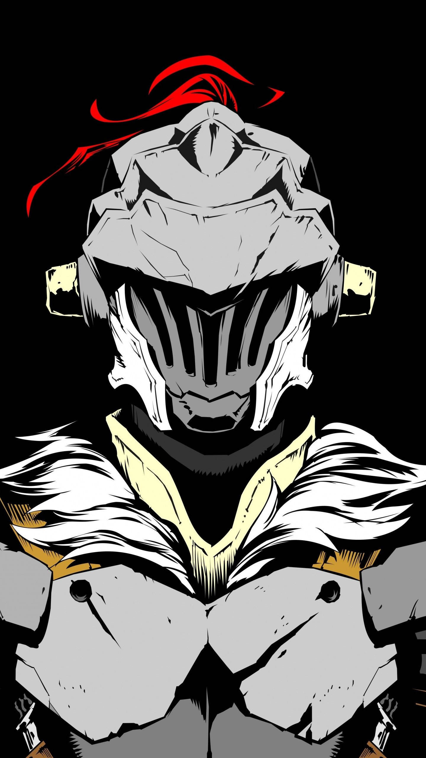 Goblin Slayer, silver armor, red ribbon, 2K Phone Wallpaper