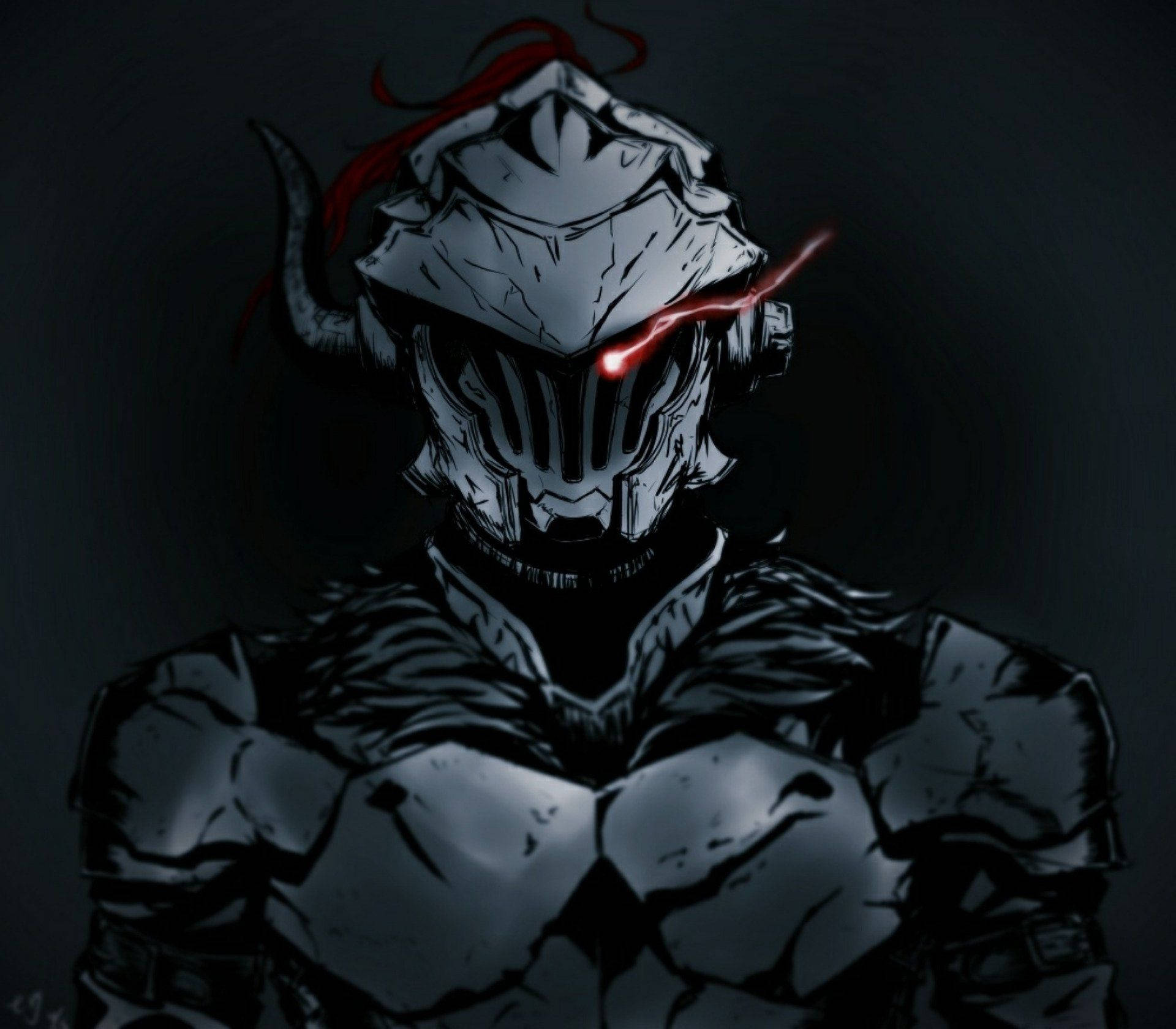 Goblin Slayer, red eye, glowing red eyes, Full HD Desktop Wallpaper