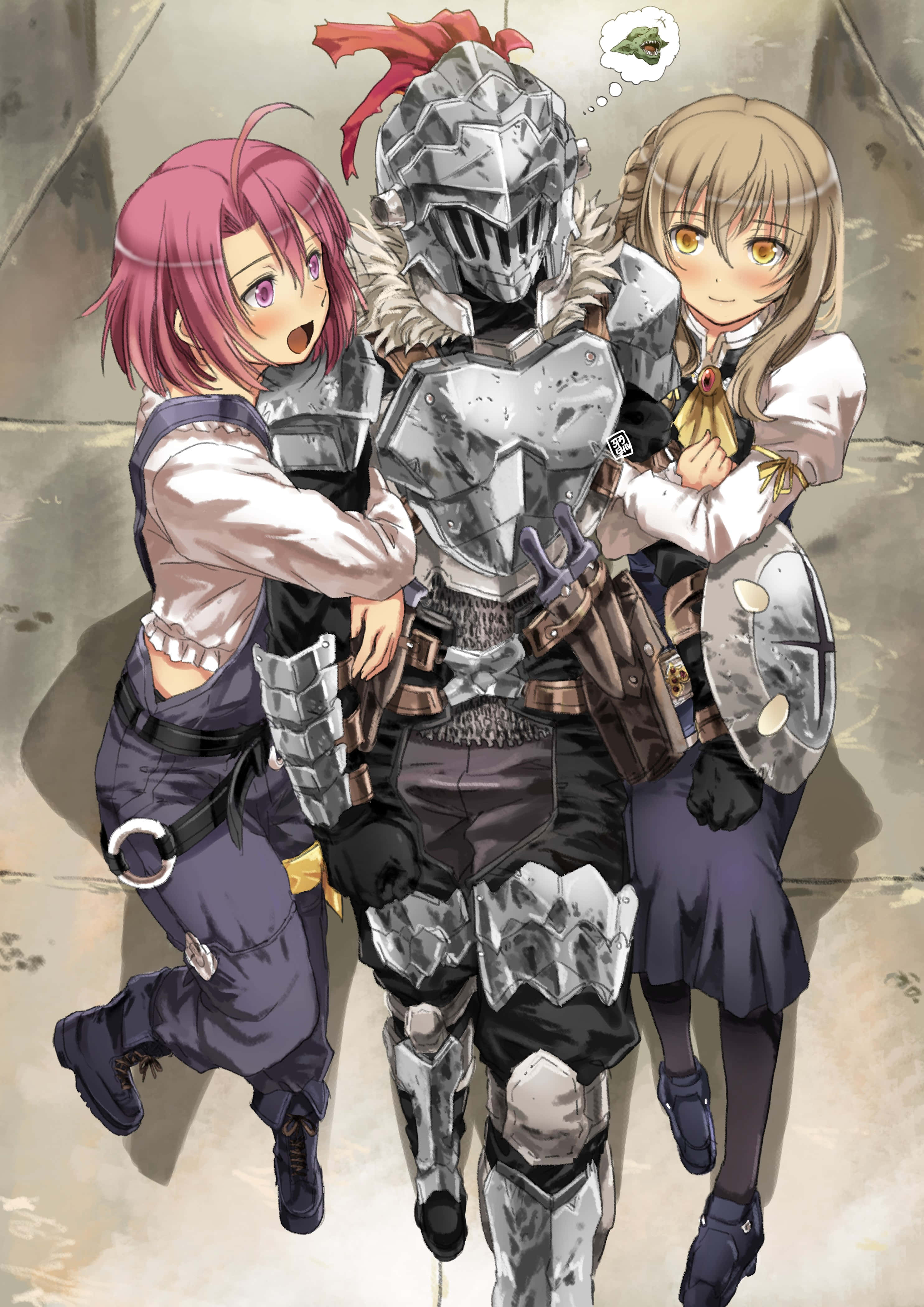 Goblin Slayer, anime girls, heavily armored knight, 4K Phone Wallpaper
