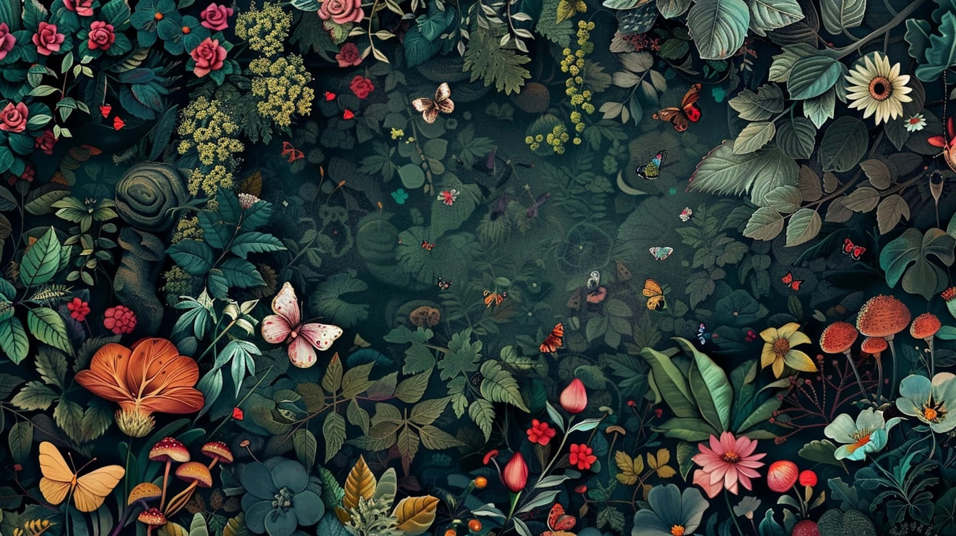 enchanted forest, goblincore, lush dark forest, Full HD Desktop Wallpaper