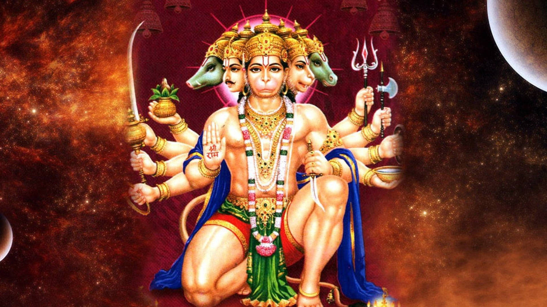 God Hanuman, Hindu gods, multi-armed deity, Full HD Desktop Wallpaper