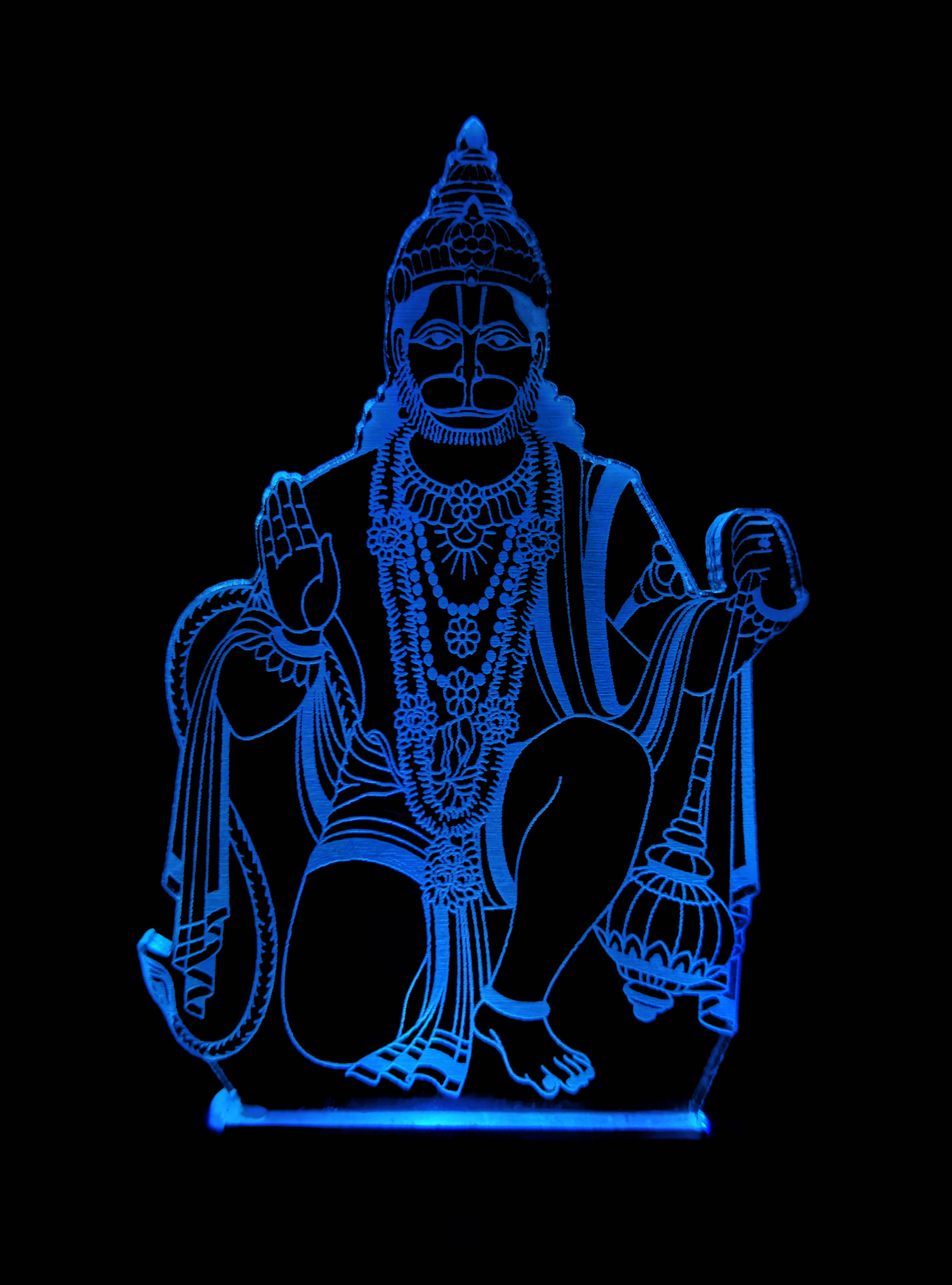 God Hanuman, blue, black, 4K Phone Wallpaper