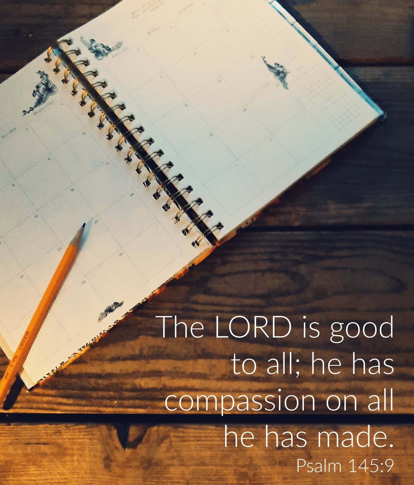 God Is Good, Psalm 145:9, spiral-bound planner, HD Phone Wallpaper