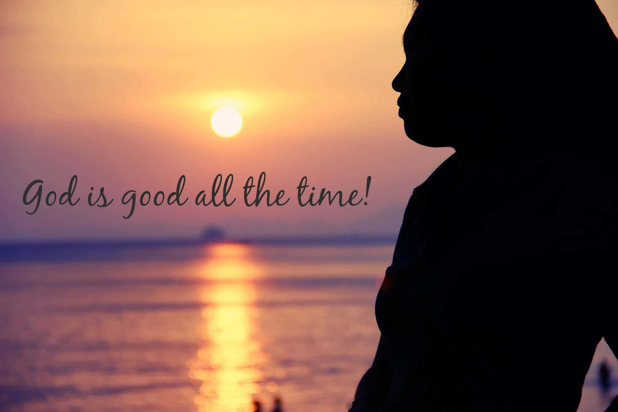 God Is Good, Sunset, Silhouette, Full HD Desktop Wallpaper