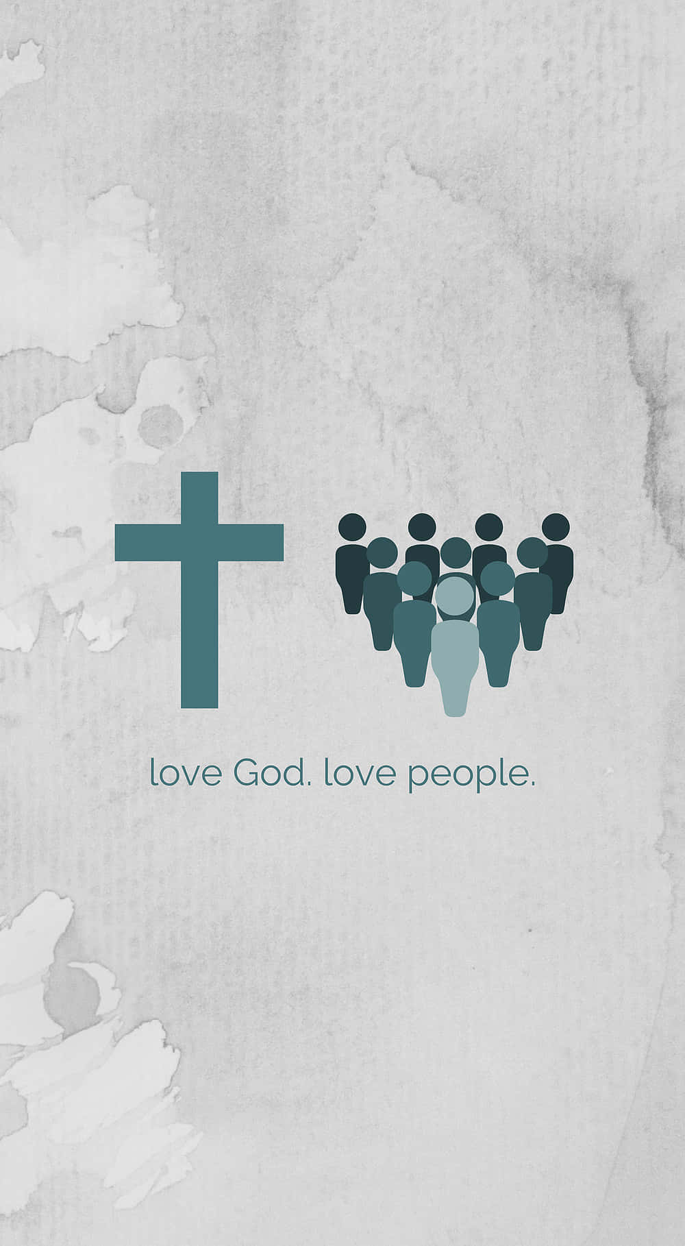God Loves You, teal cross, stylized group of people, HD Phone Wallpaper