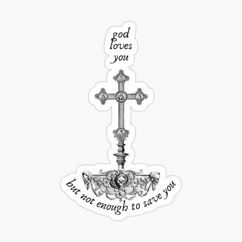 God Loves You, black and white cross, text god loves you, SD Desktop Wallpaper