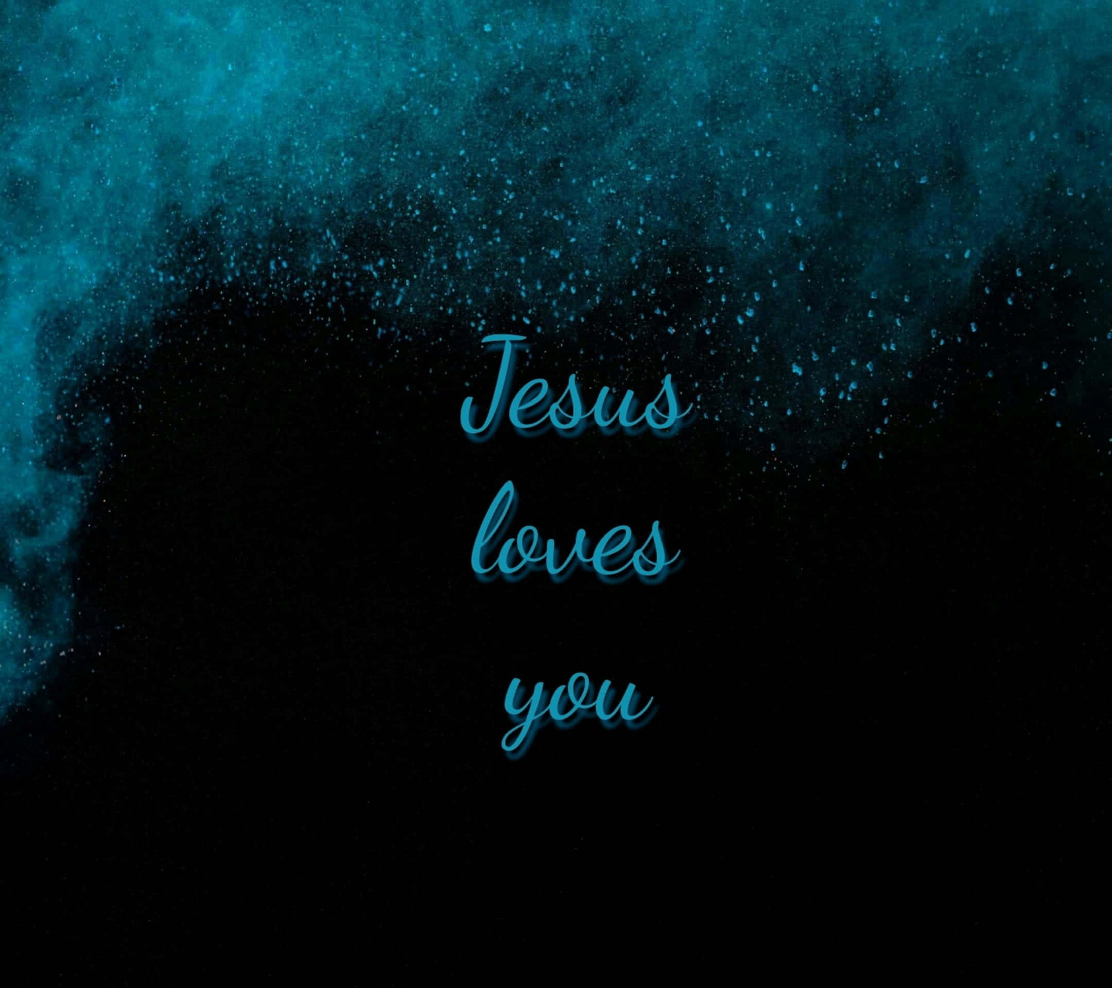 Jesus loves you, teal, cursive text, Full HD Desktop Wallpaper