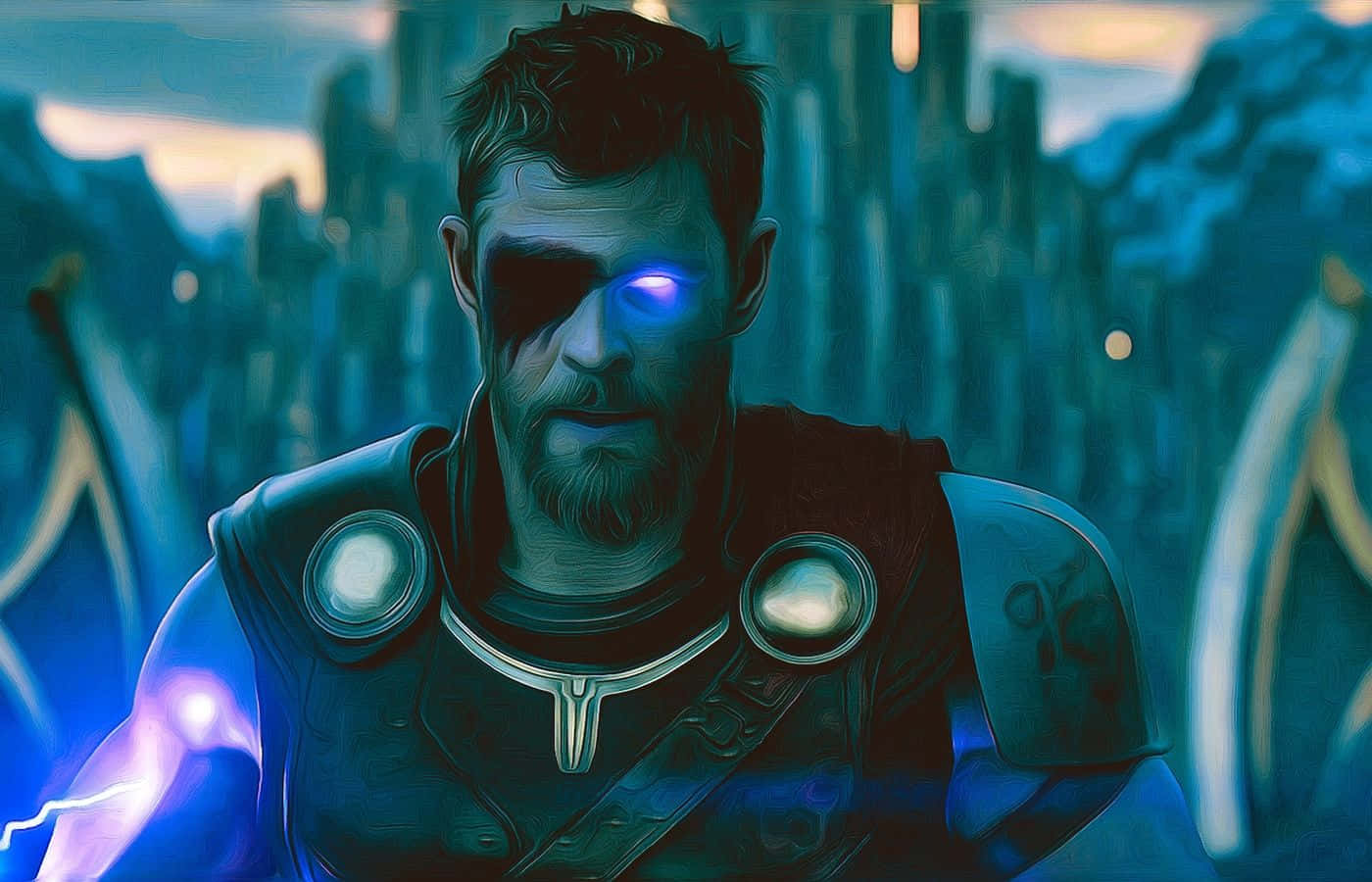 God Of Thunder, glowing blue eyes, lightning energy, HD Desktop Wallpaper