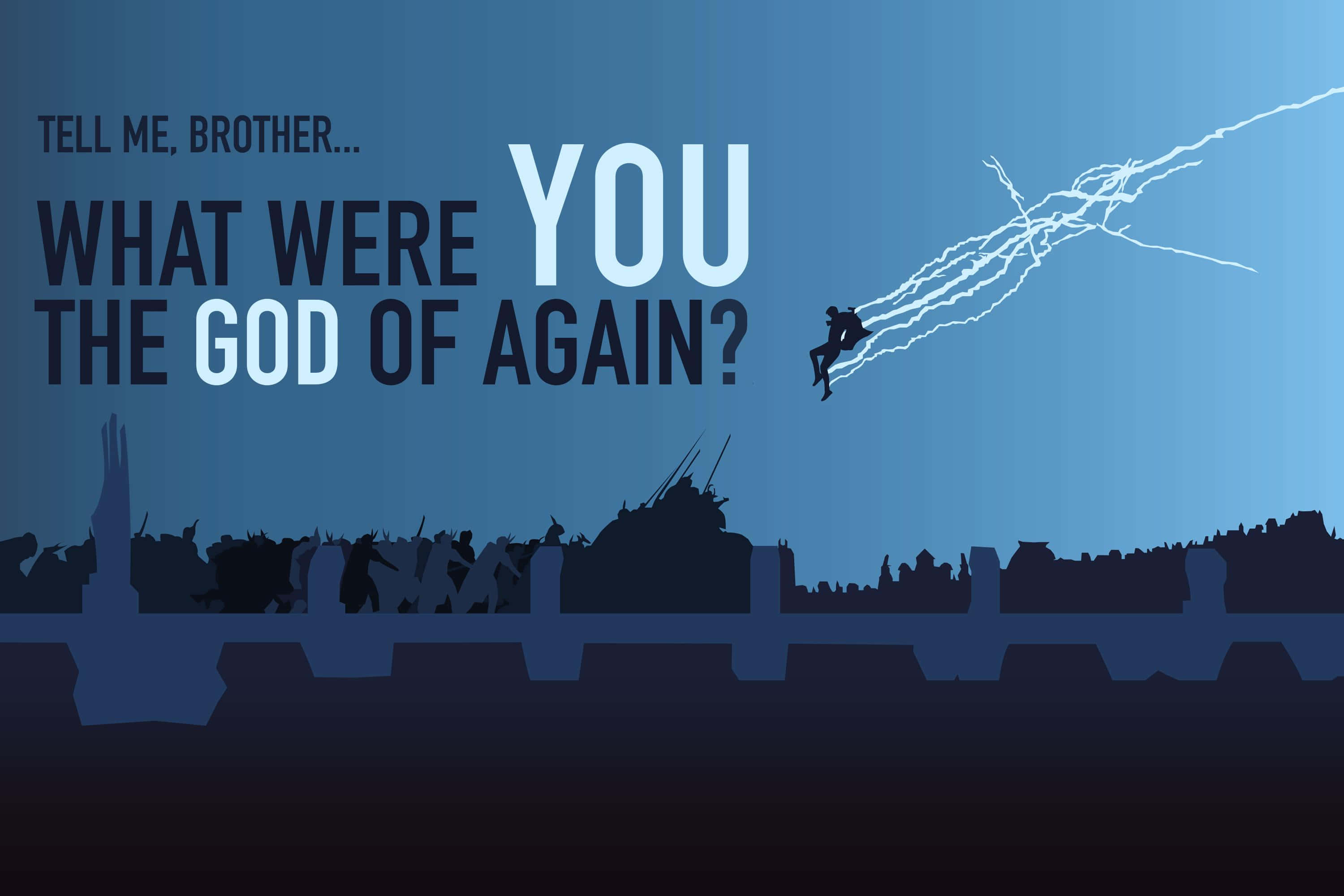 God of Thunder, blue gradient sky, lightning trails, 2K Desktop Wallpaper