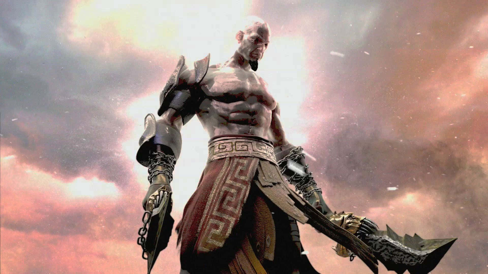 God of War 3, muscular warrior, chain-wrapped arm, Full HD Desktop Wallpaper