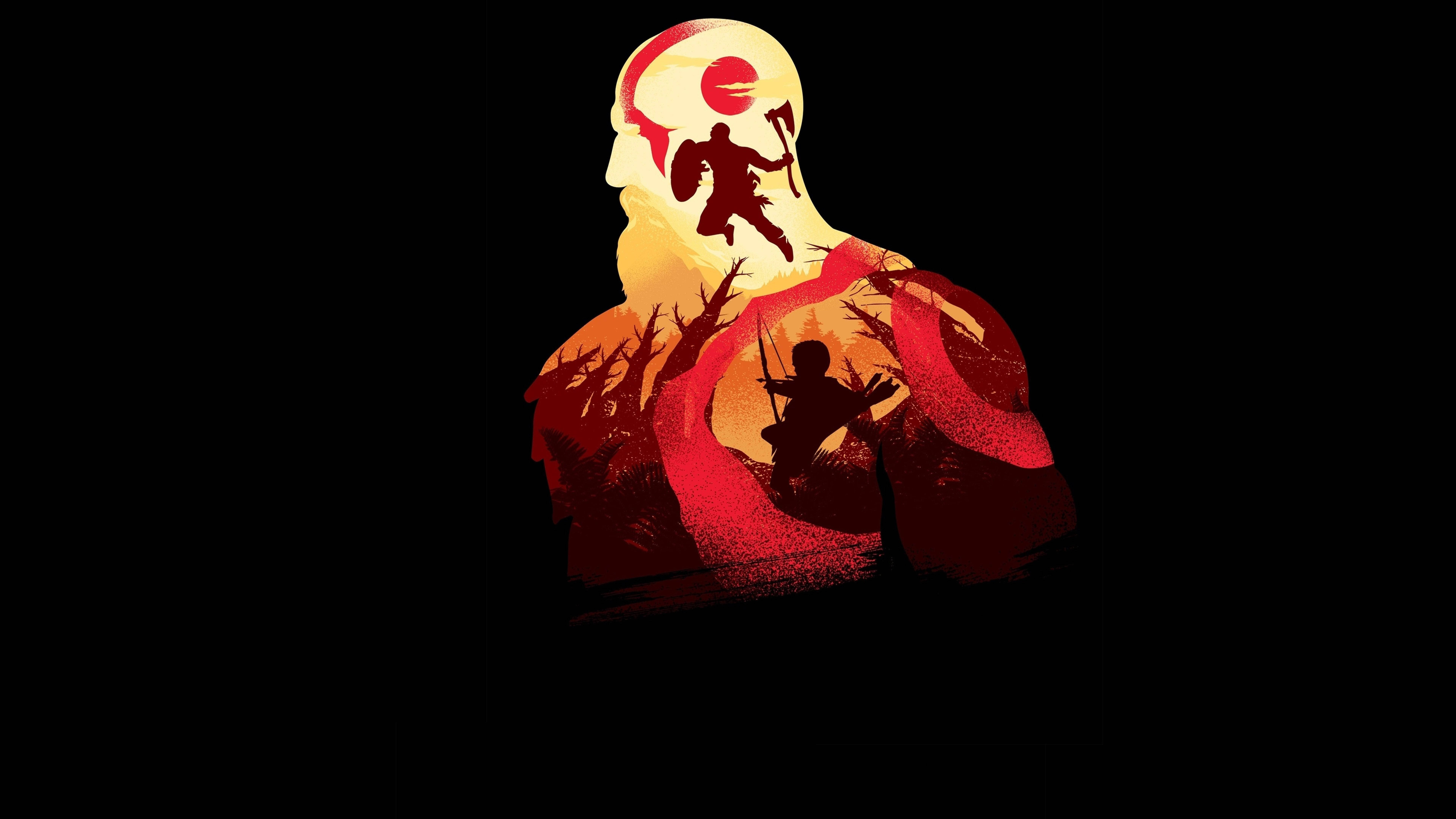 God Of War, red sun, battle scenes, 8K Desktop Wallpaper