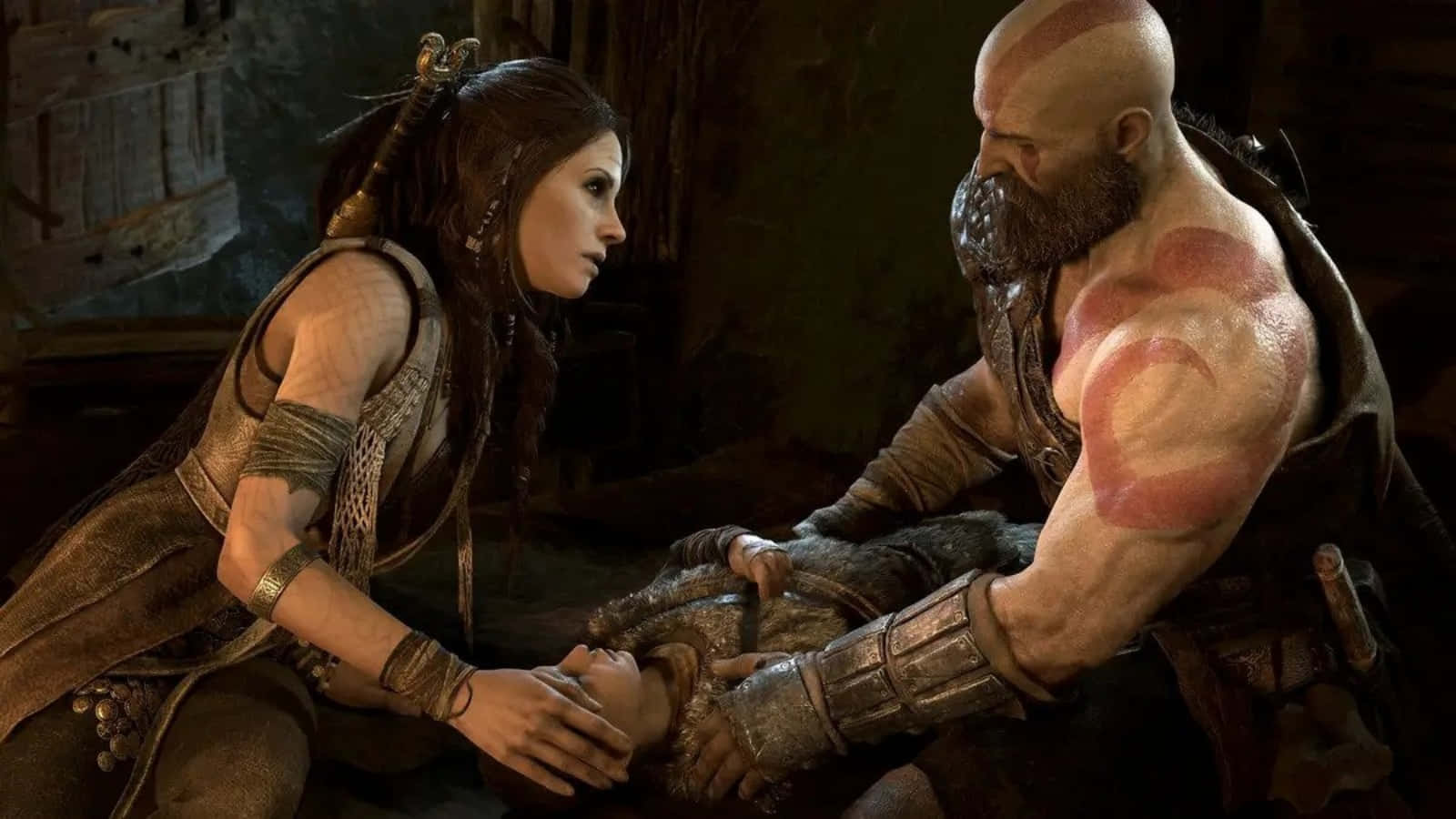 God Of War Characters, muscular bald man, red tattoos, HD Desktop Wallpaper
