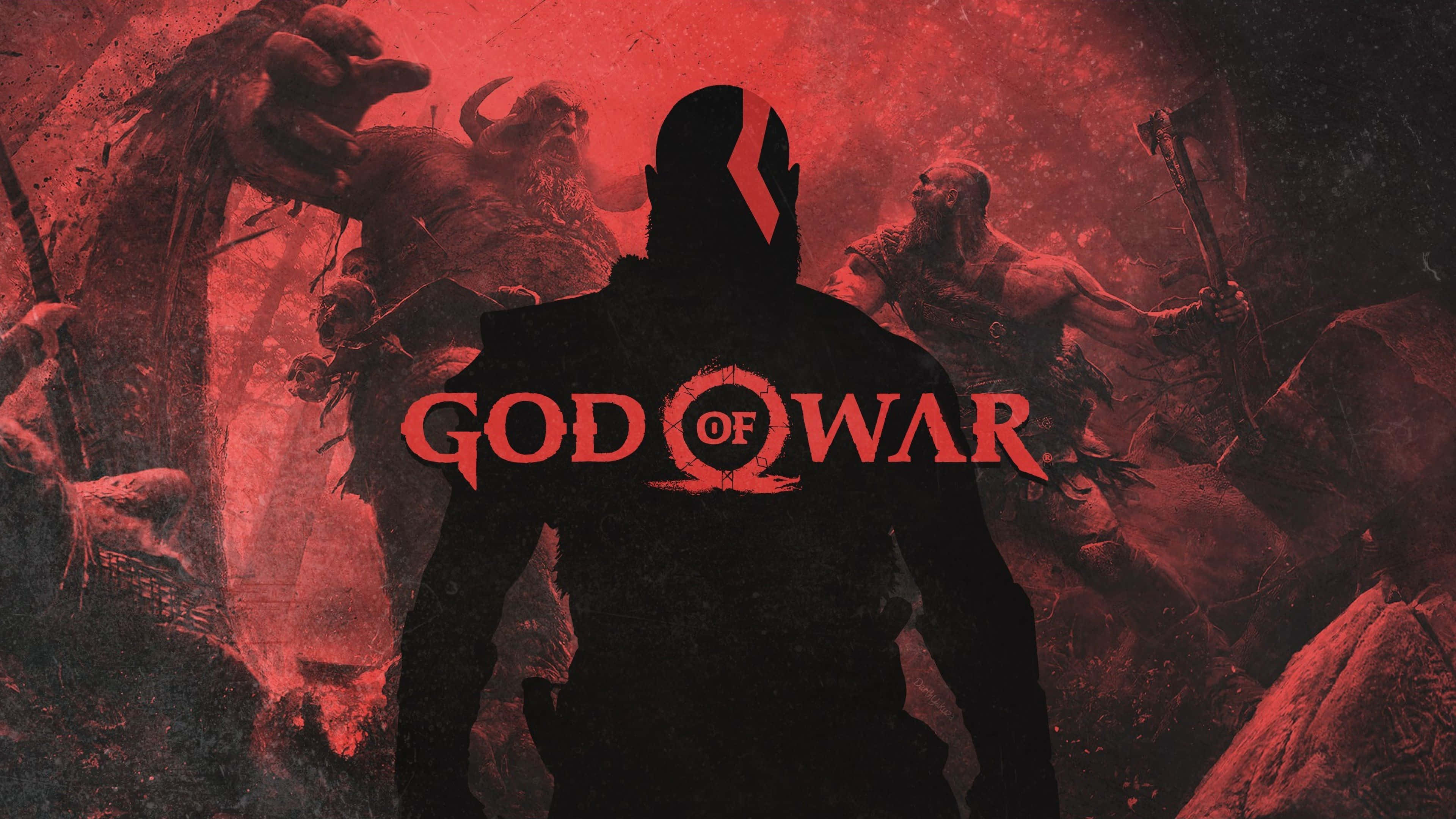 God Of War Ragnarok, silhouette, crimson, 4K Desktop Wallpaper