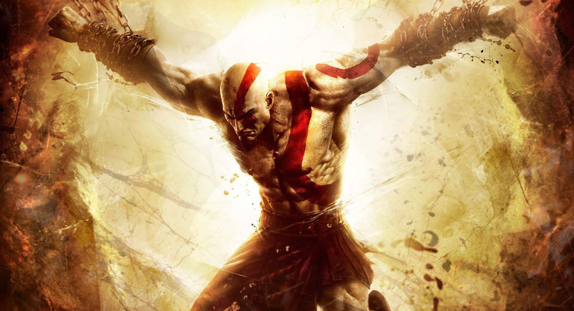 God Of War, fierce battle stance, muscular warrior, Full HD Desktop Wallpaper