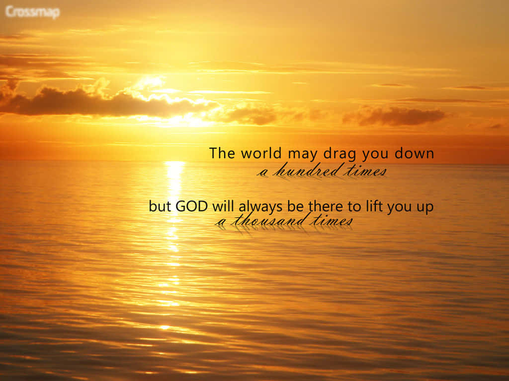 God Quotes Desktop, golden sunset, calm ocean, SD Desktop Wallpaper