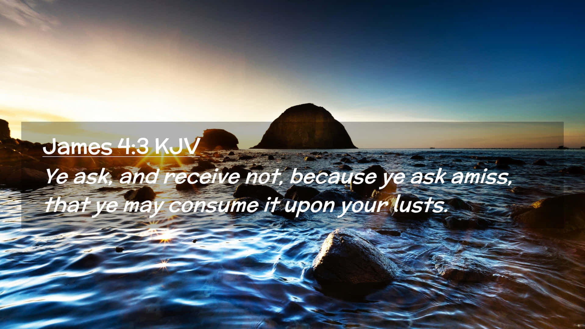 Sunset, rocky coastline, Bible verse, Full HD Desktop Wallpaper