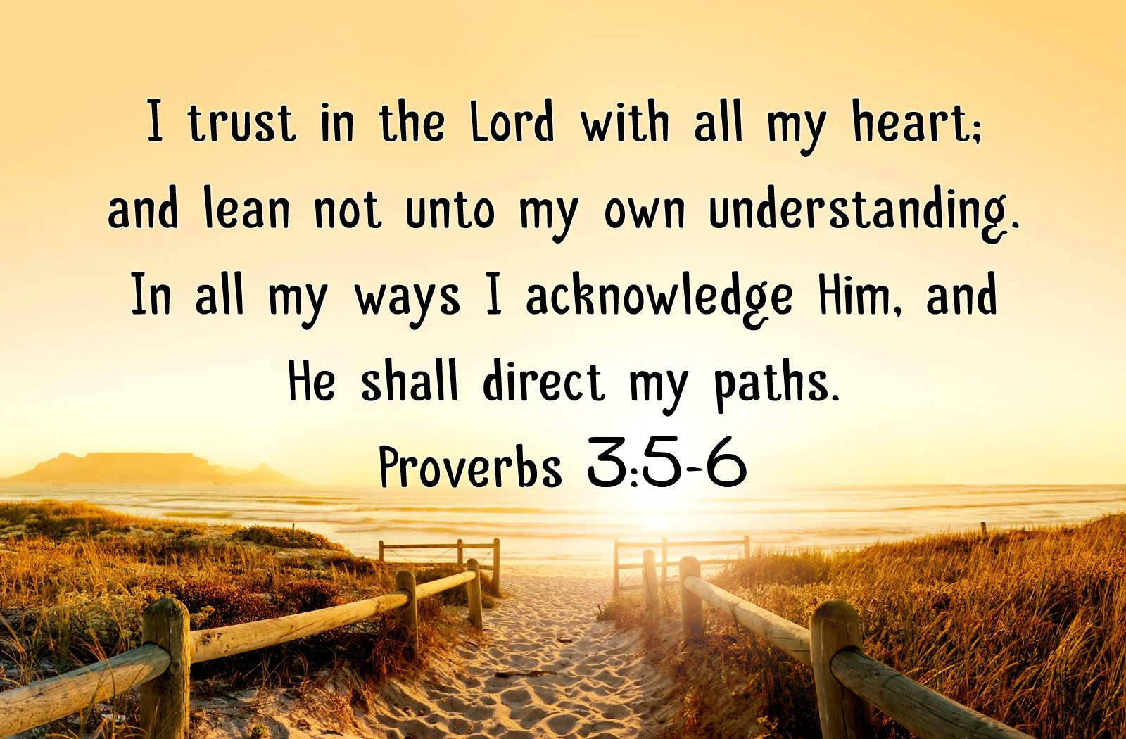 Proverbs 3:5-6, sandy path, wooden rails, HD Desktop Wallpaper