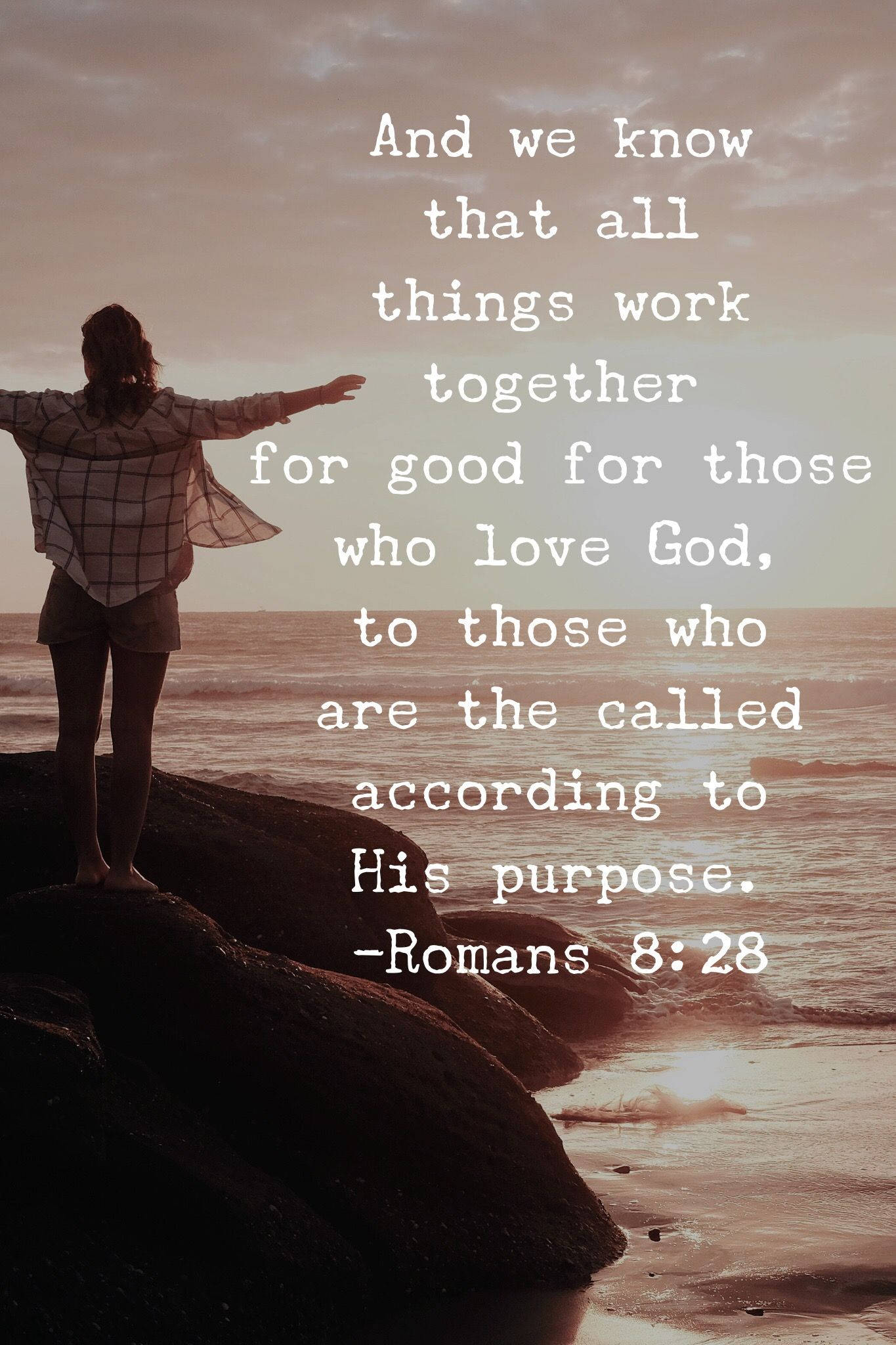 Romans 8:28, sunset, rocks, Full HD Phone Wallpaper