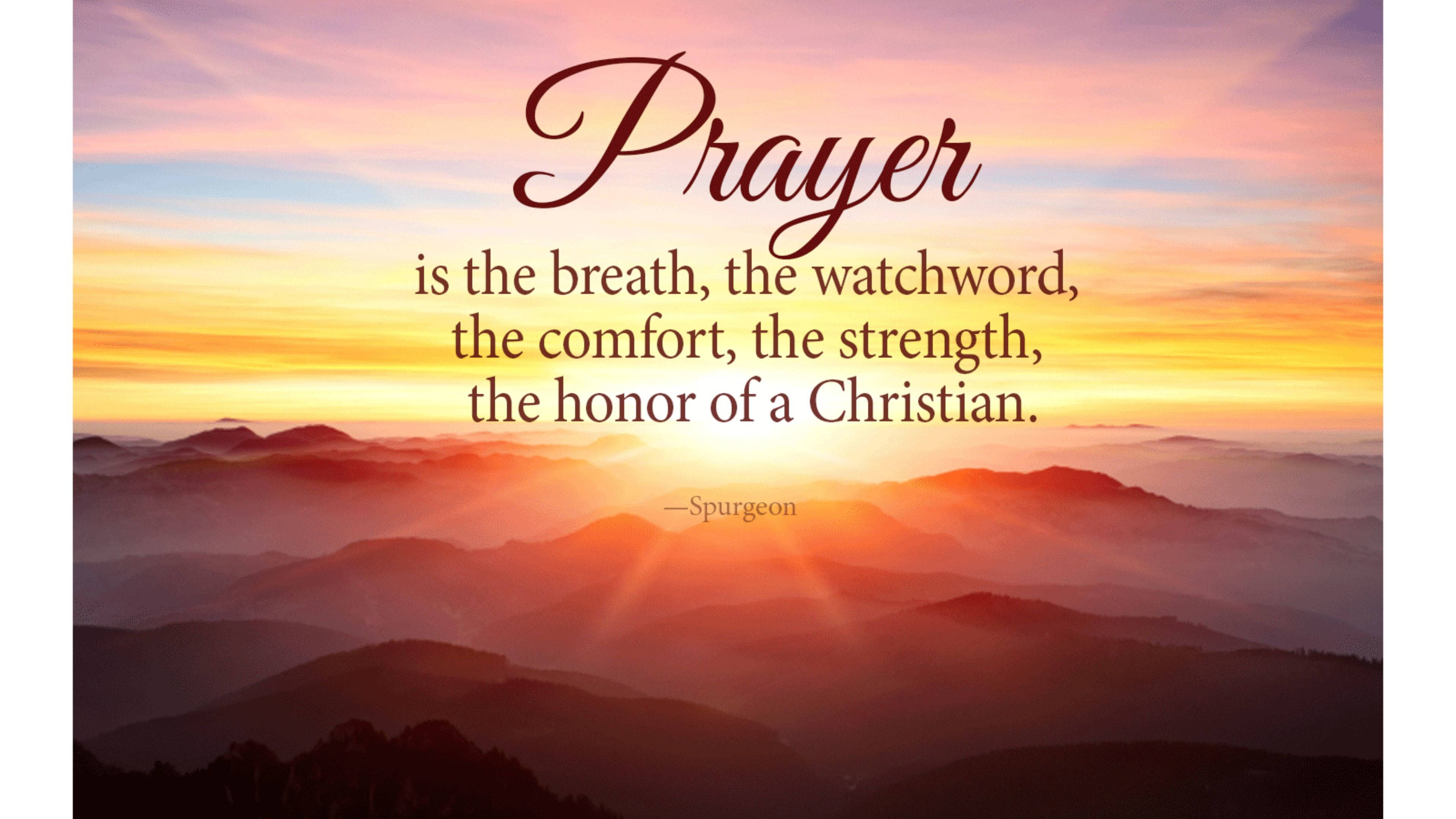 God Prayer Quotes, Sunset, misty mountain ranges, 4K Desktop Wallpaper